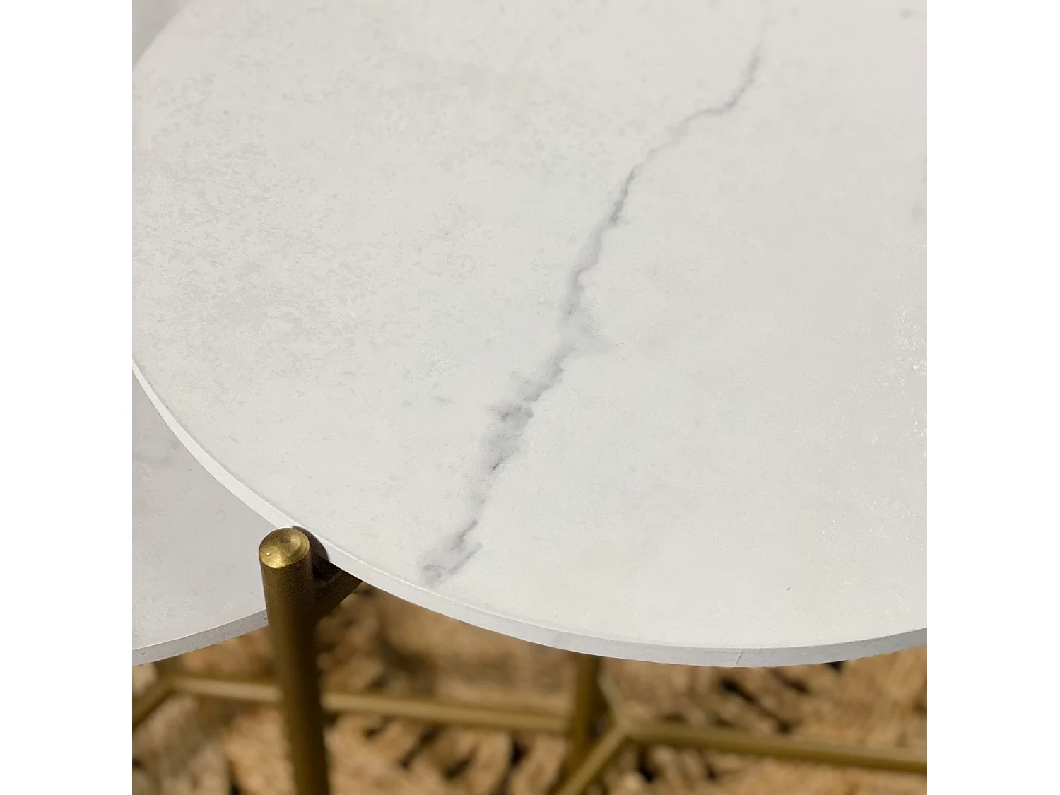 Now's Home - Set De 2 Tables Gigogne Effet Marbre Pieds Metal H40 Et 45cm Shiap