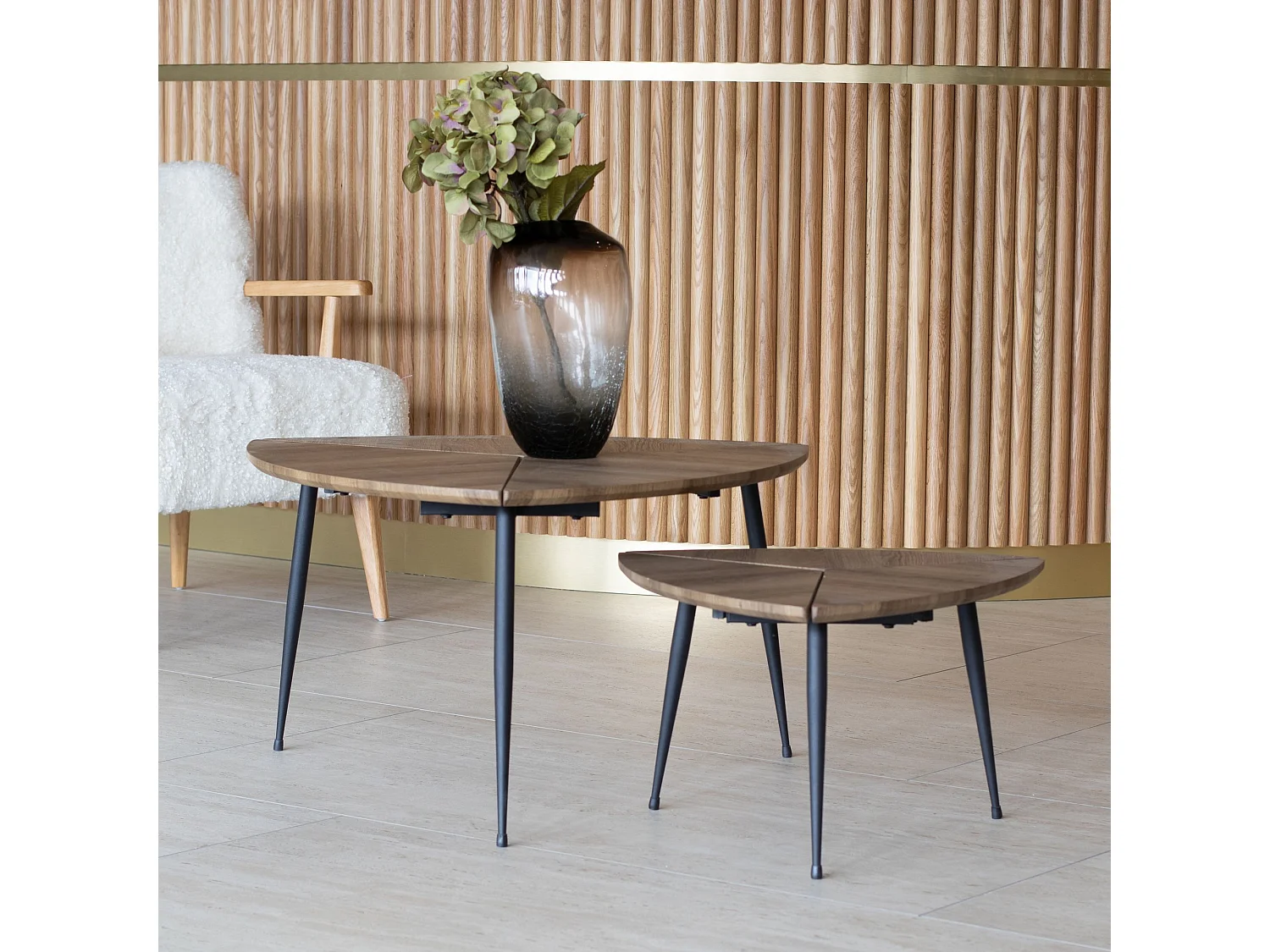 Now's Home - Set De 2 Tables Gigognes En Fibre De Bois Naturel O70 Et O48  Cobra