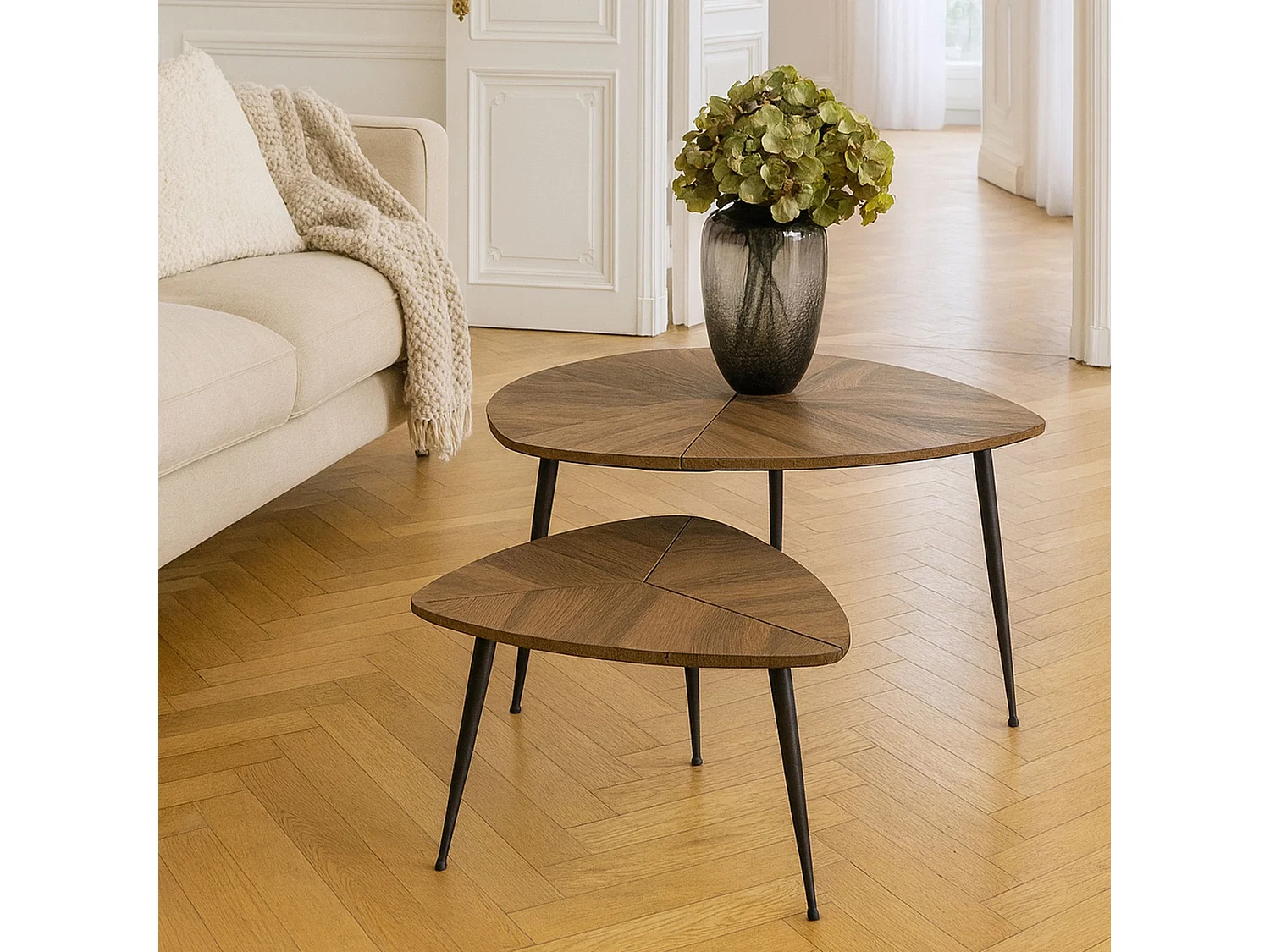Now's Home - Set De 2 Tables Gigognes En Fibre De Bois Naturel ø70 Et ø48  Cobra