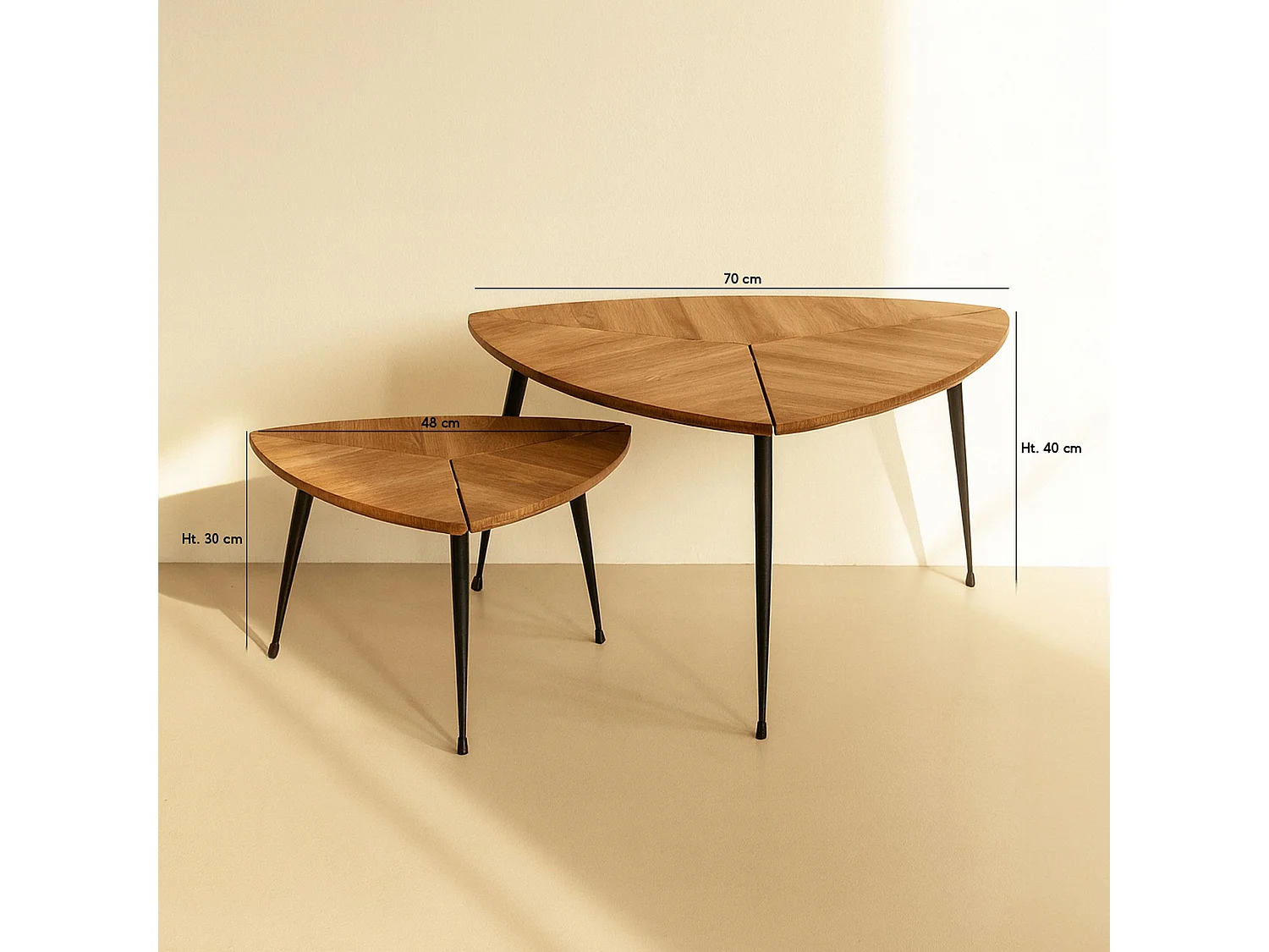 Now's Home - Set De 2 Tables Gigognes En Fibre De Bois Naturel ø70 Et ø48  Cobra