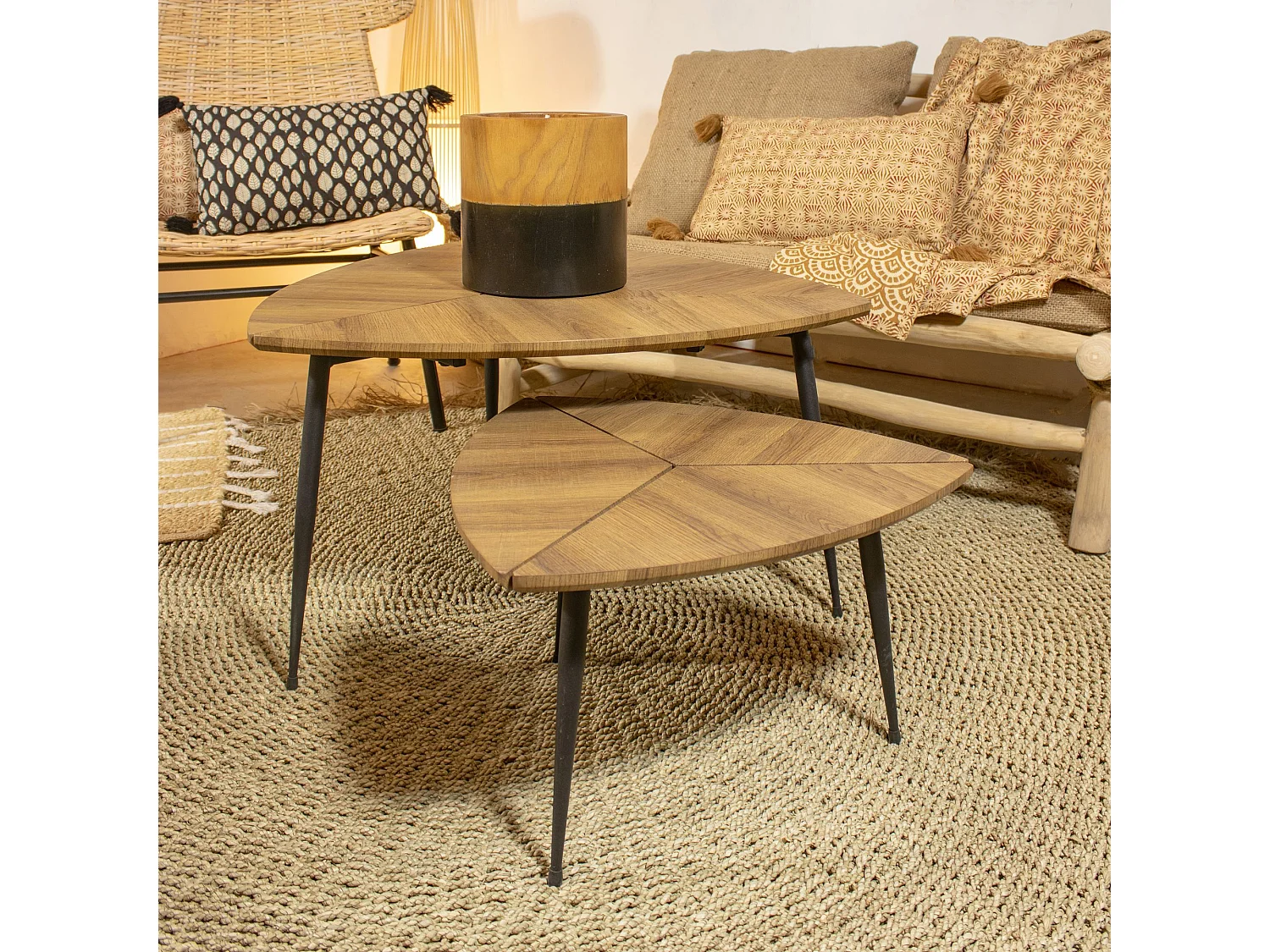 Now's Home - Set De 2 Tables Gigognes En Fibre De Bois Naturel ø70 Et ø48  Cobra