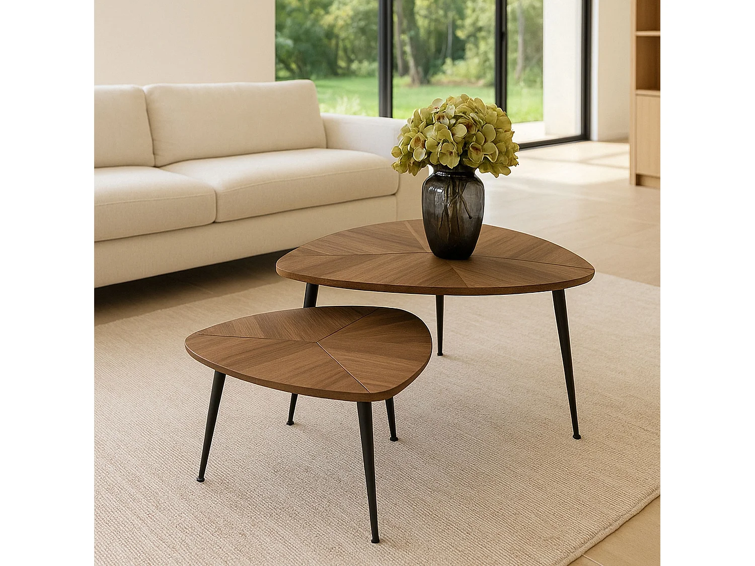 Now's Home - Set De 2 Tables Gigognes En Fibre De Bois Naturel ø70 Et ø48  Cobra