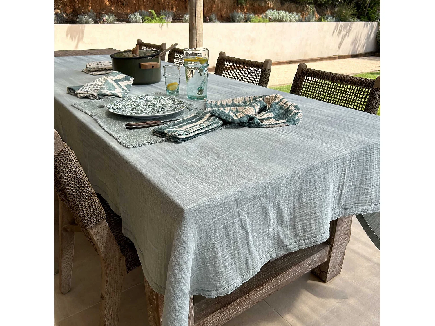 Now's Home - Nappe En Double Gaze De Coton Vert Celadon 150x250cm Camaro