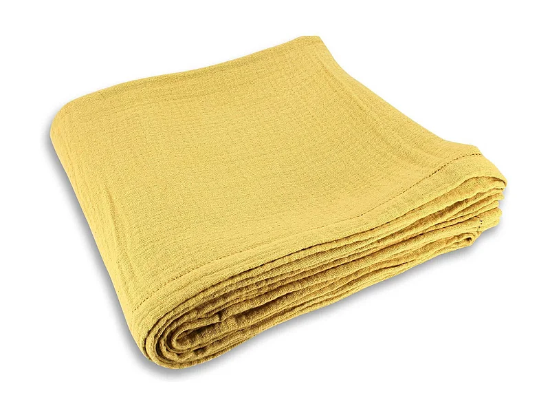 Now's Home - Nappe En Double Gaze De Coton Jaune Mimosa 150x250cm Camaro