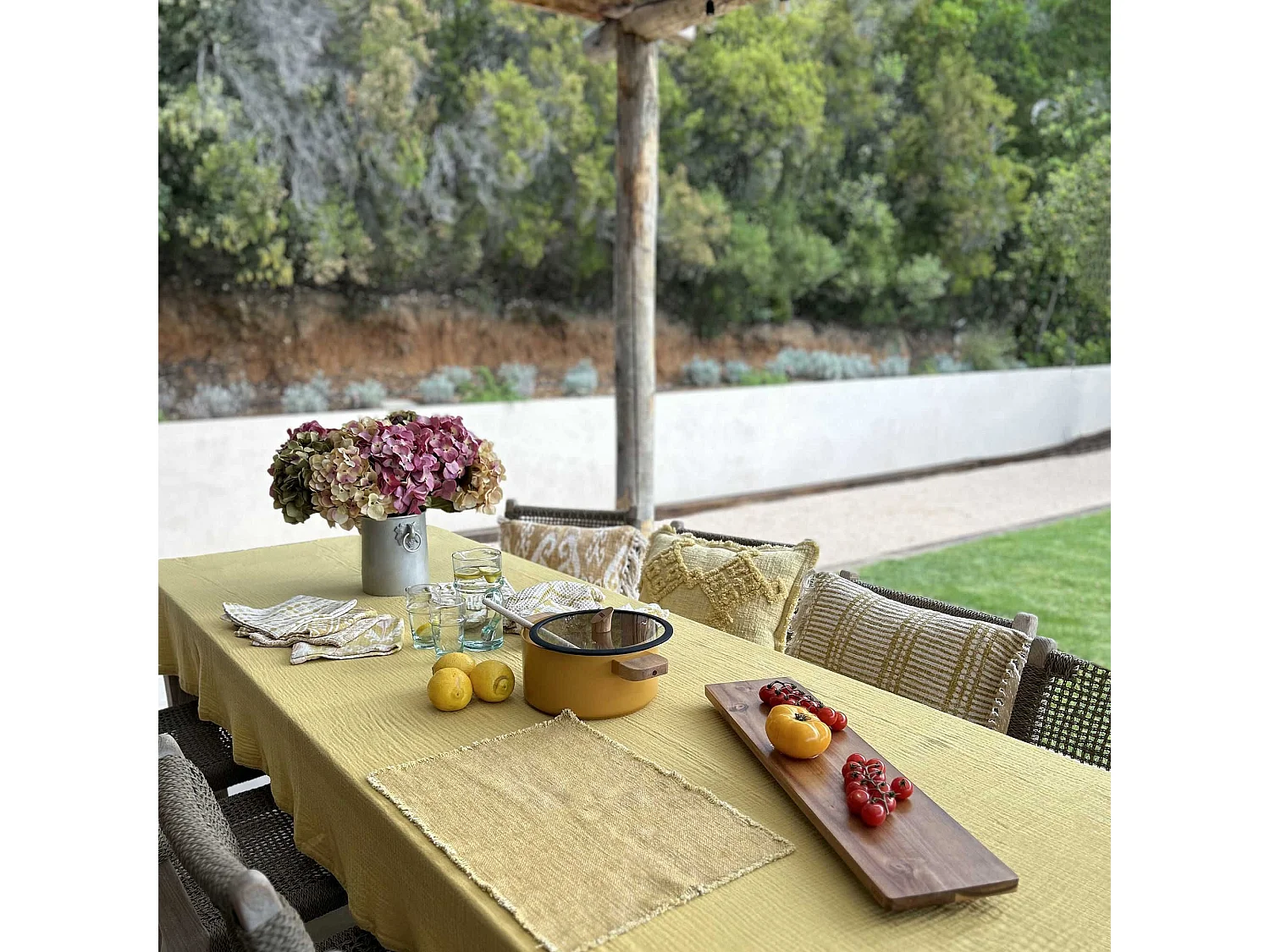 Now's Home - Nappe En Double Gaze De Coton Jaune Mimosa 150x250cm Camaro