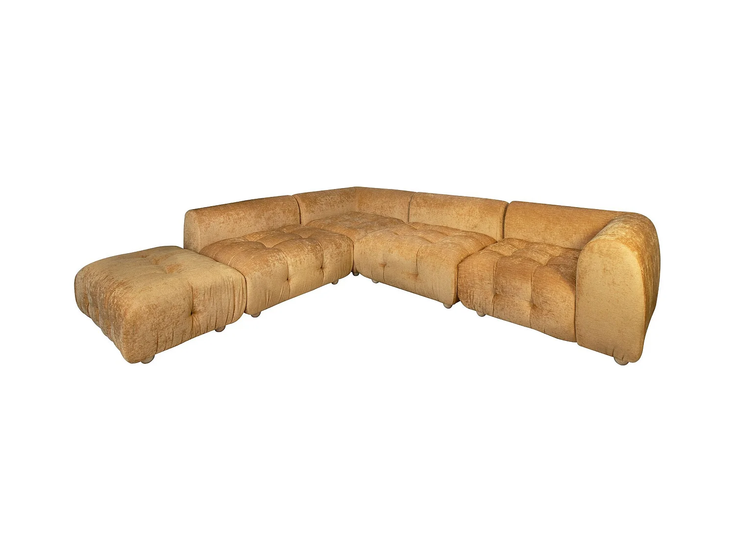 Now's Home - Canape Angle 5 Modules Ocre Orange Velours Pane 300x265x67cm Twiggy