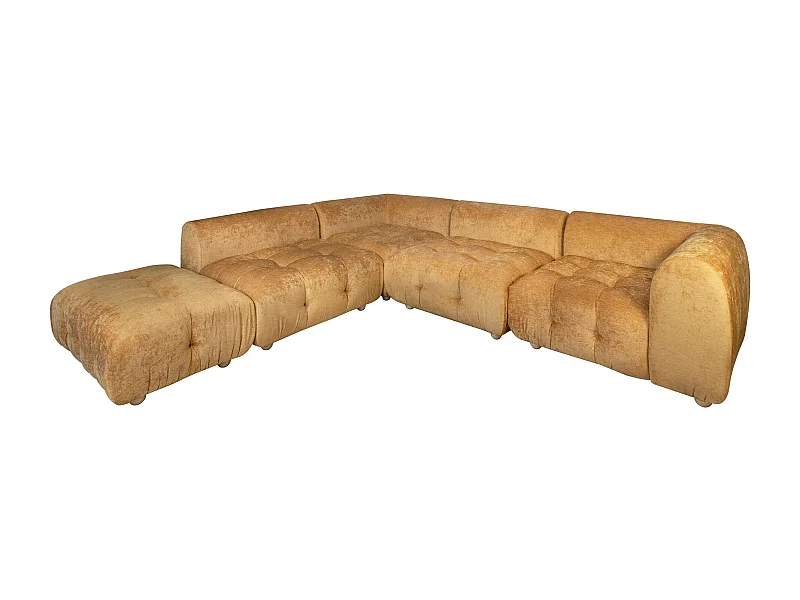 Now's Home - Canape Angle 5 Modules Ocre Orange Velours Pane 300x265x67cm Twiggy