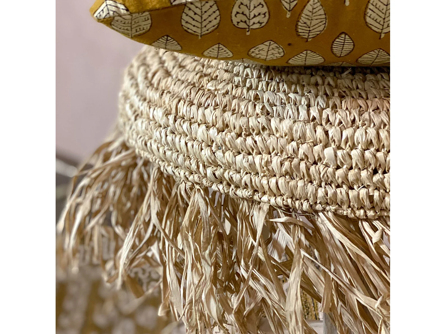 Now's Home - Tabouret En Teck Revetement Sisal Shaggy H48cm Tilos