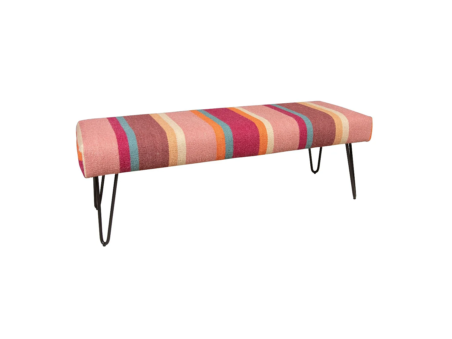 Now's Home - Banc En Tissu Colore Pieds Metal Noir 120x40x 42cm Chaquiras