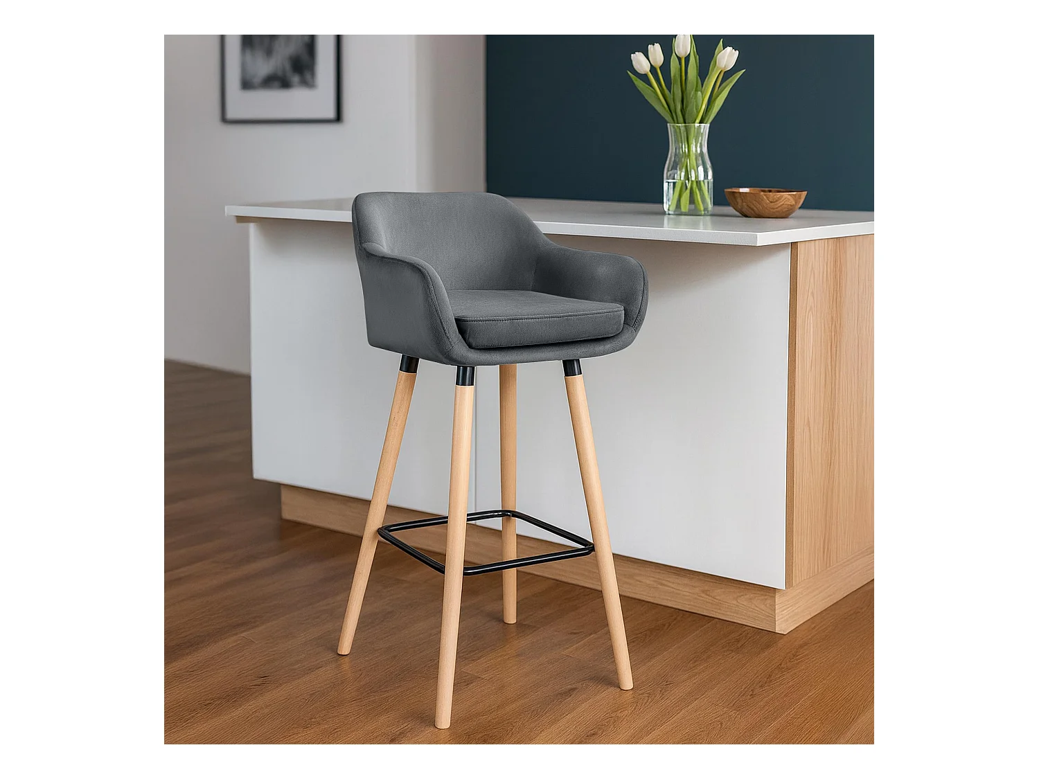 Tabouret de bar Grant velours - gris99.00