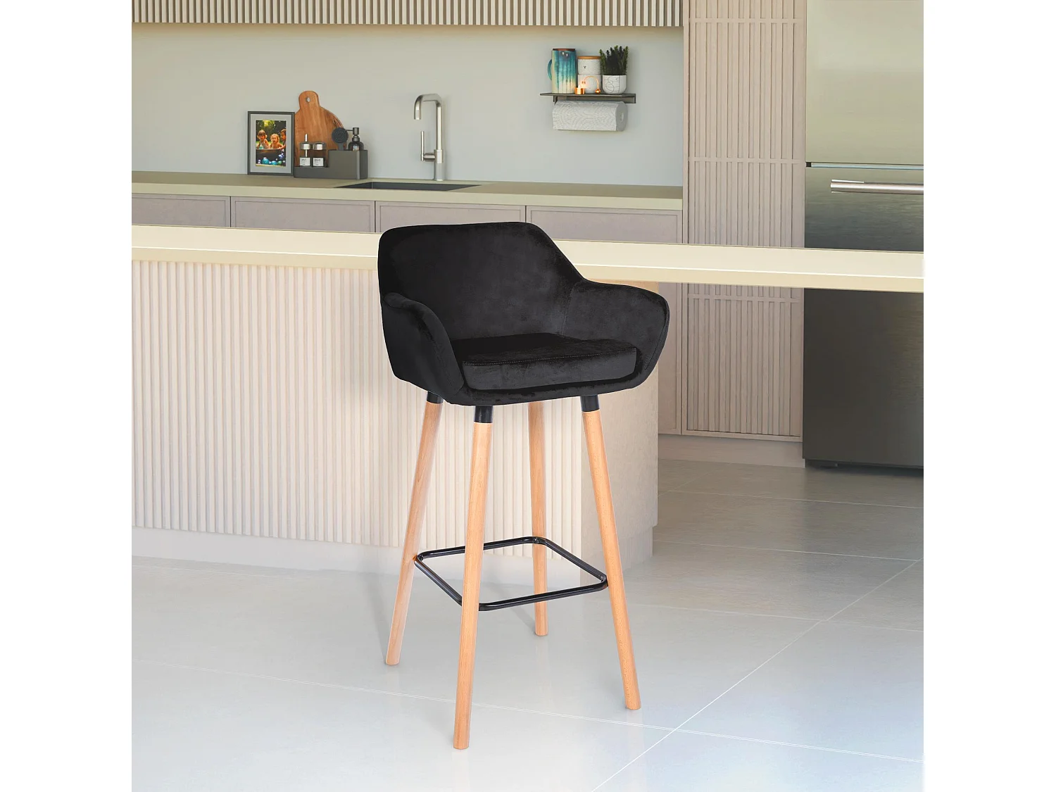 Tabouret de bar Grant velours - Noir99.00