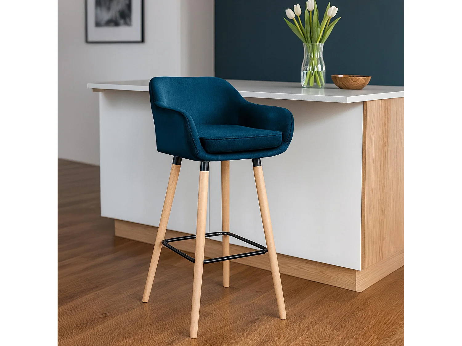 Tabouret de bar Grant velours - bleu99.00