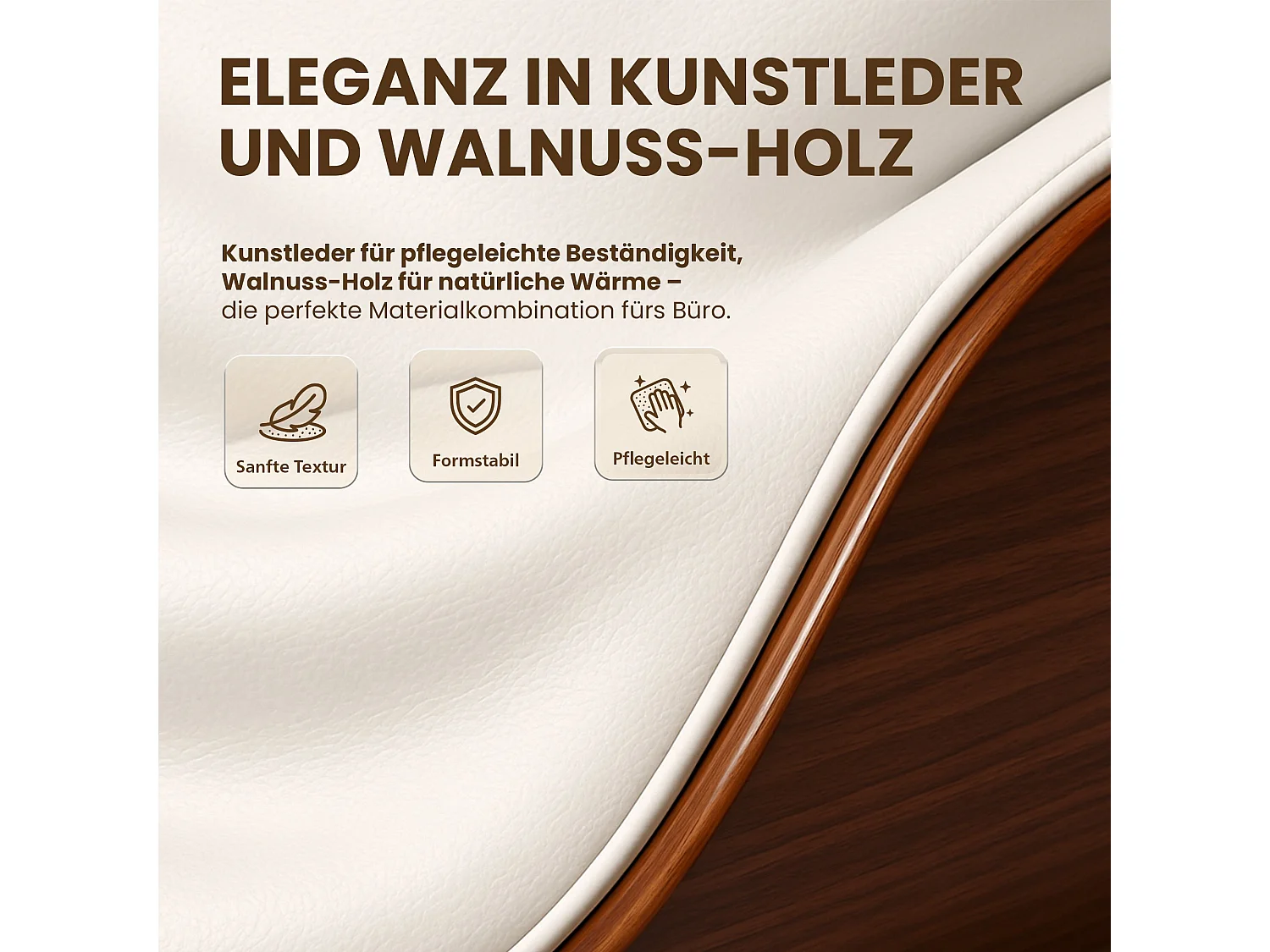 Fauteuil de bureau Varel - Noyer - blanc110.00