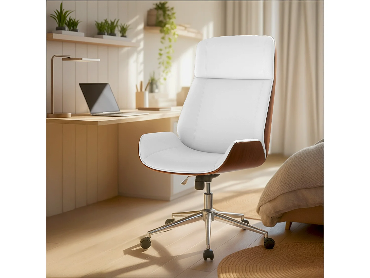 Fauteuil de bureau Varel - Noyer - blanc110.00