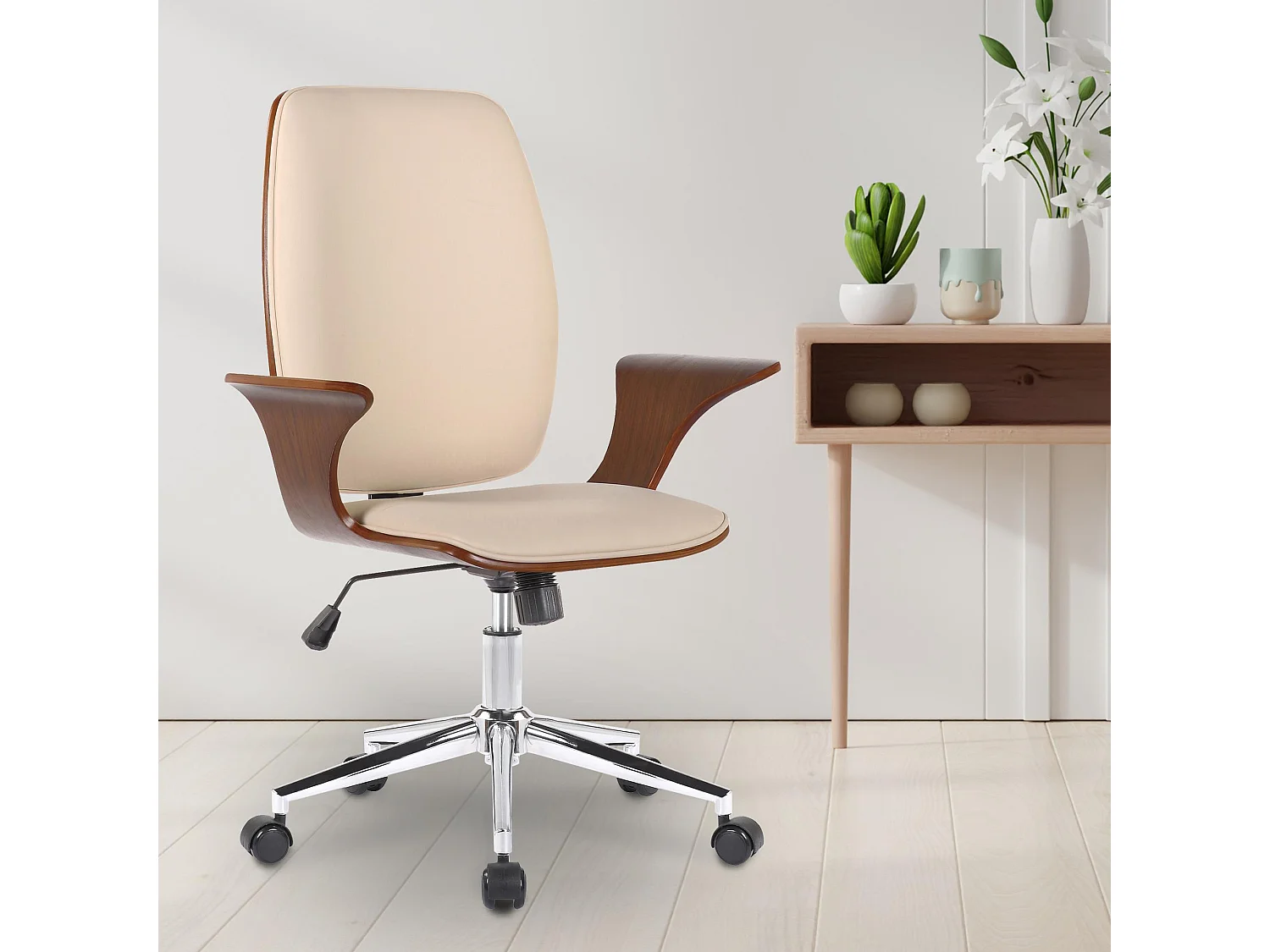 Fauteuil de bureau Burbank - Noyer - Crème93.00