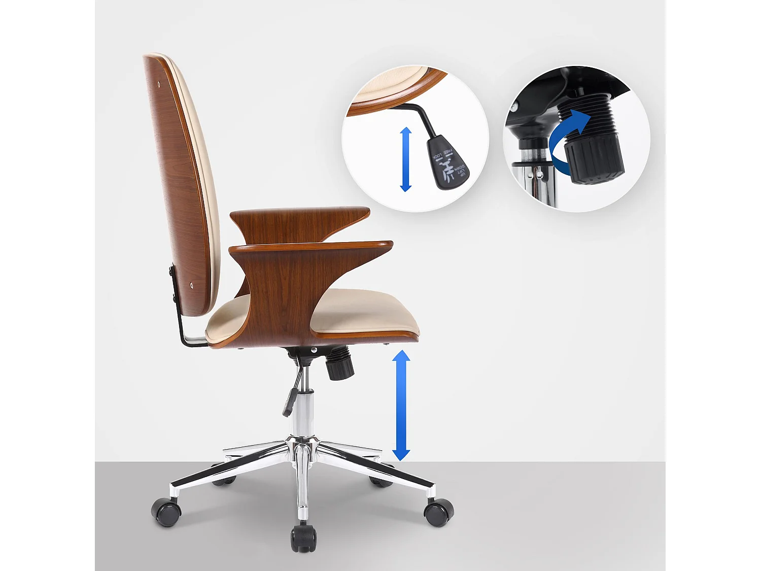 Fauteuil de bureau Burbank - Noyer - Crème93.00