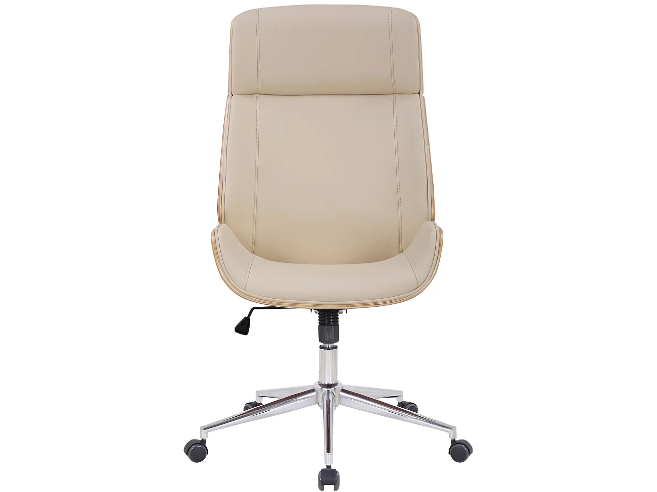 Fauteuil de bureau Varel - Bois naturel - Crème110.00