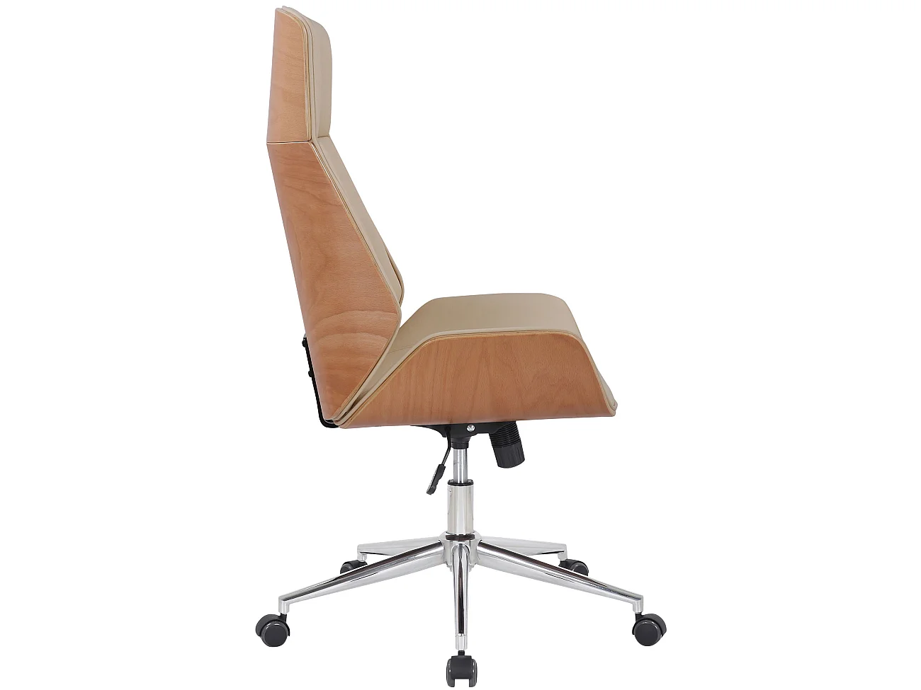 Fauteuil de bureau Varel - Bois naturel - Crème110.00