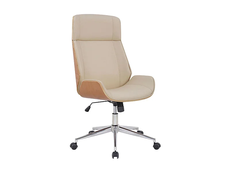 Fauteuil de bureau Varel - Bois naturel - Crème110.00