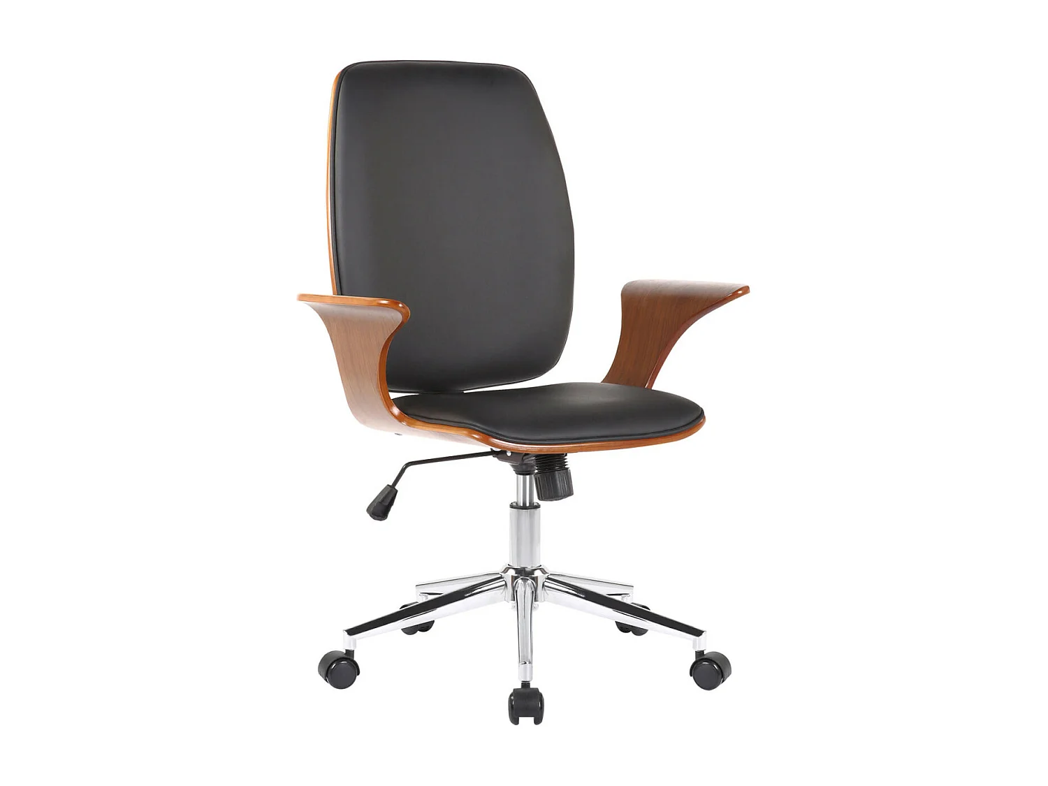 Bureaustoel - Kunstleer & Metaal in chroomoptiek - walnoot/zwart - Burbank