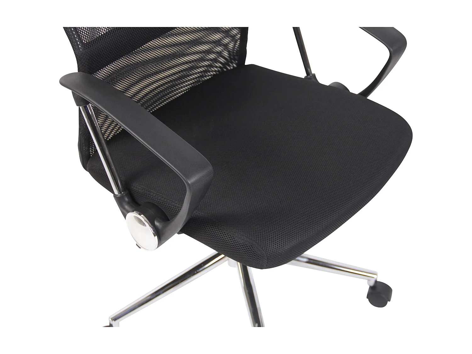 Bureaustoel - Microfiber & Metaal in chroomoptiek - zwart - Korba