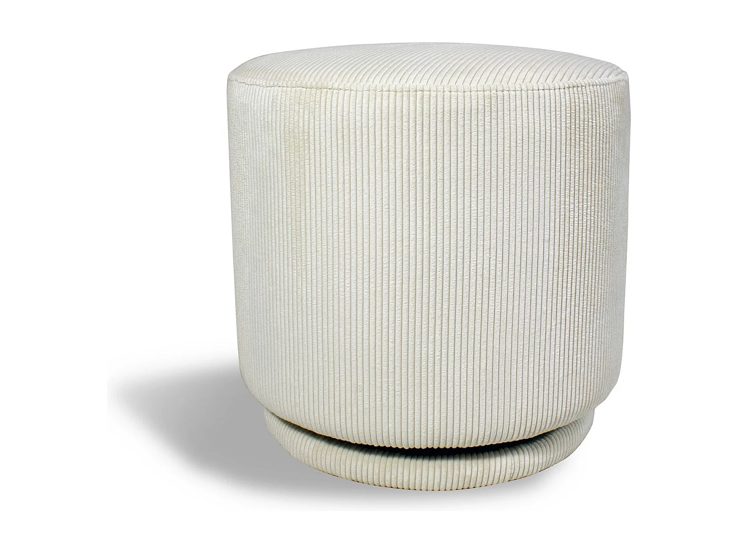 Now's Home - Pouf Pivotant En Velours Cotele Ecru 40x40xh39cm Casper