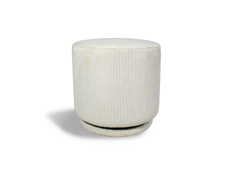Now's Home - Pouf Pivotant En Velours Cotele Ecru 40x40xh39cm Casper