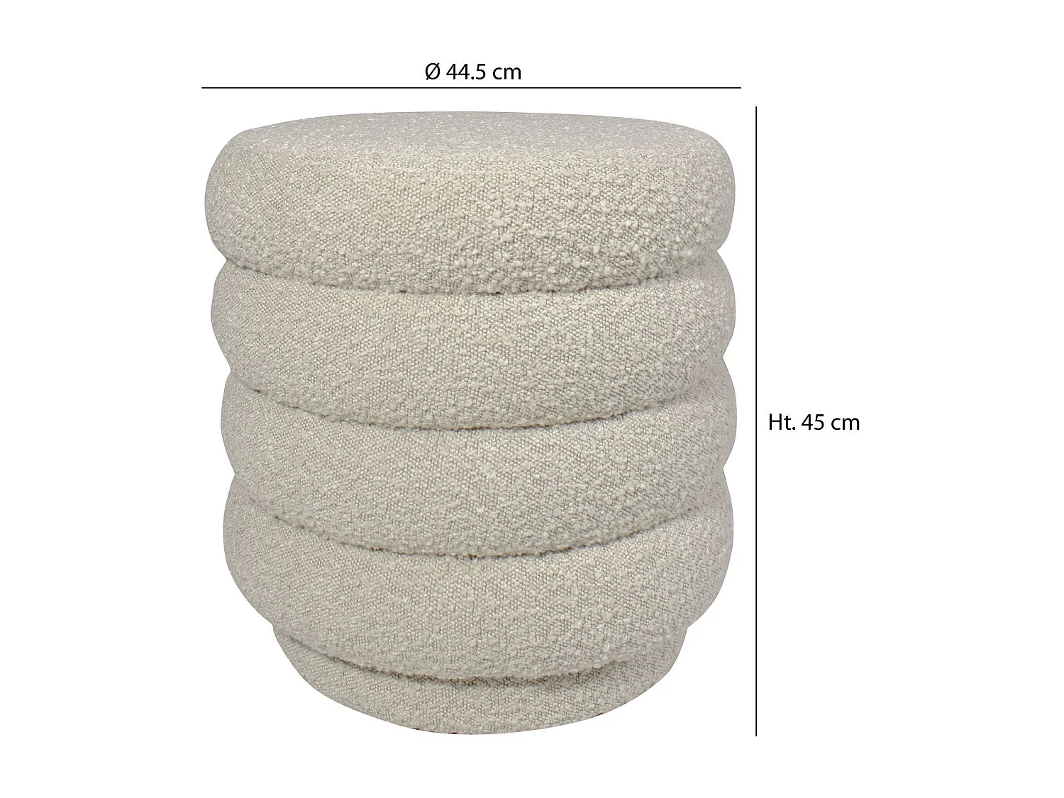 Now's Home - Pouf En Tissu En Bouclette Beige 44.5x44.5x45cm Linus