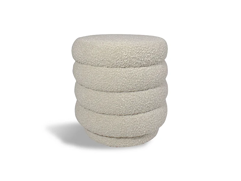 Now's Home - Pouf En Tissu En Bouclette Beige 44.5x44.5x45cm Linus