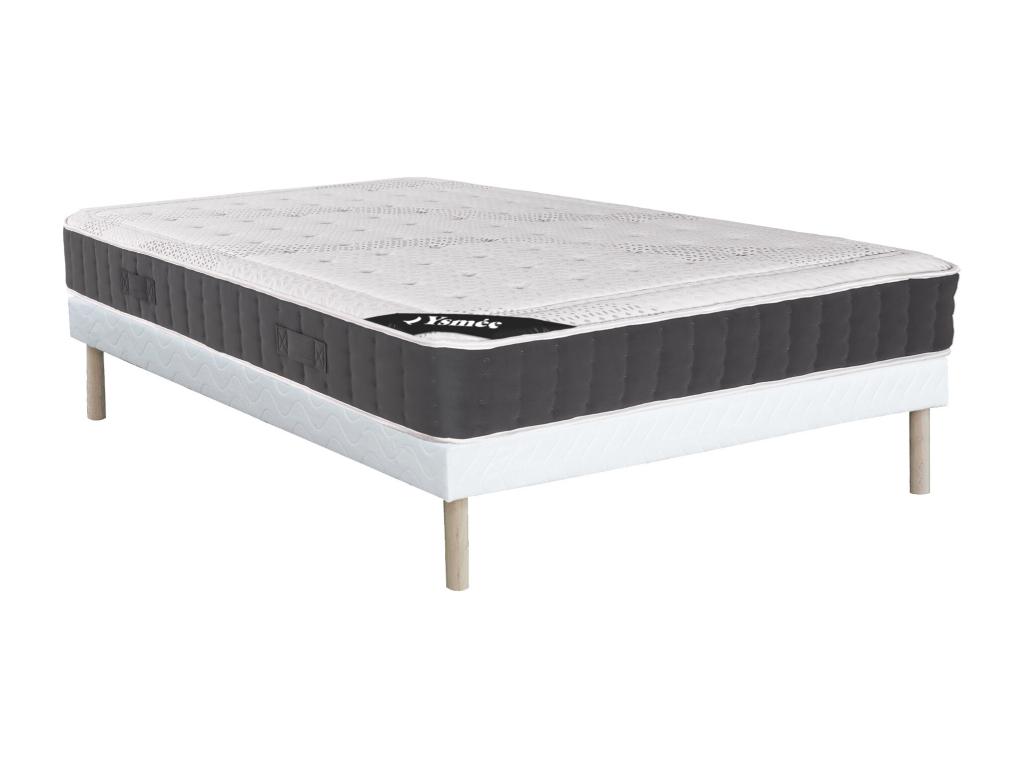 Set aus Bettgestell + Matratze - 140 x 190 cm - Taschenfederkern - Auflage günstig online kaufen