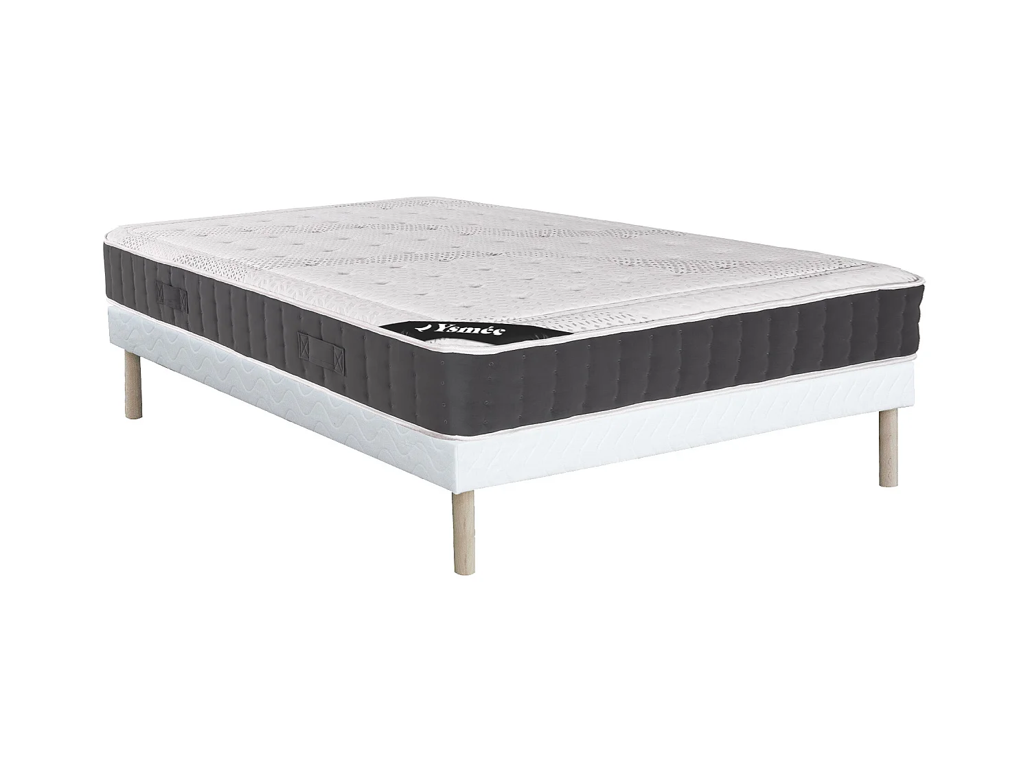 Ensemble 140 x 190 cm sommier + matelas hybride ressorts ensachés accueil mémoire de forme ép.27cm - ATLANTIDE de YSMÉE