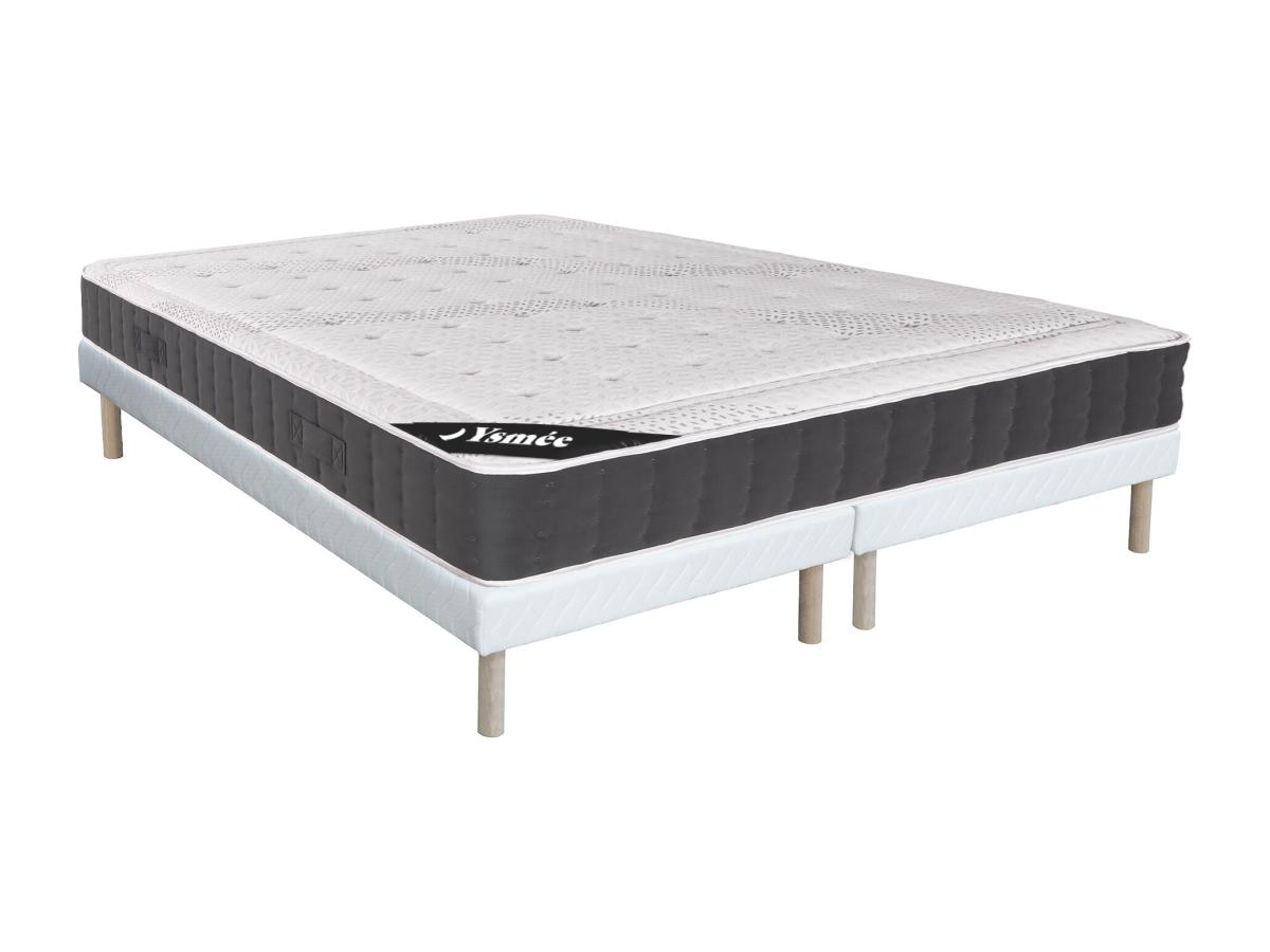 Set aus Bettgestell + Matratze  - 180 x 200 cm - Taschenfederkern - Auflage günstig online kaufen
