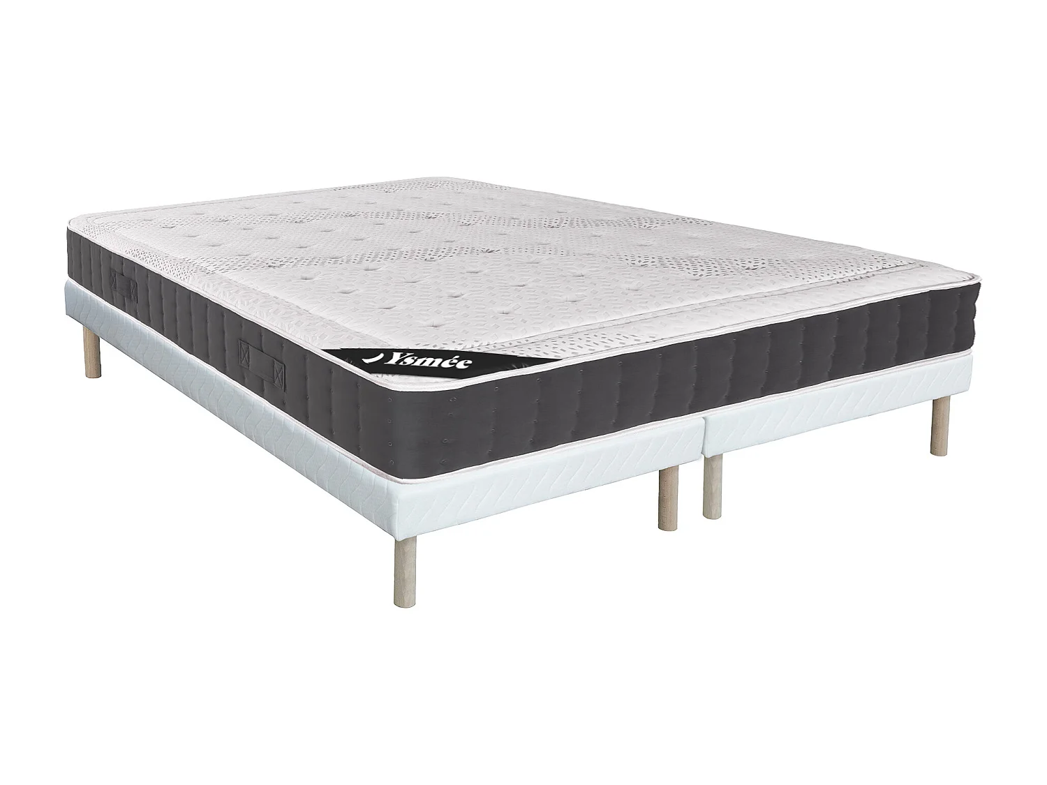 Ensemble 180 x 200 cm sommier + matelas hybride ressorts ensachés accueil mémoire de forme ép.27cm - ATLANTIDE de YSMÉE