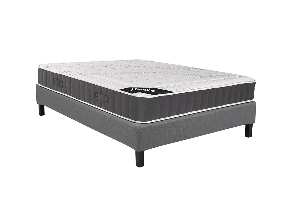 Ensemble 160 x 200 cm sommier déco en kit + matelas hybride ressorts ensachés accueil mémoire de forme ép.27cm - ATLANTIDE de YSMÉE