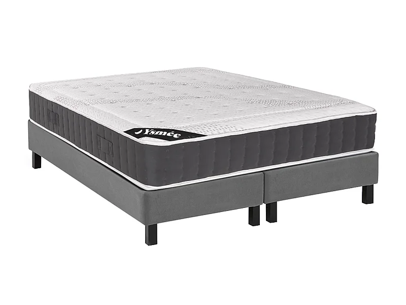 Ensemble 180 x 200 cm sommier déco en kit + matelas hybride ressorts ensachés accueil mémoire de forme ép.27cm - ATLANTIDE de YSMÉE