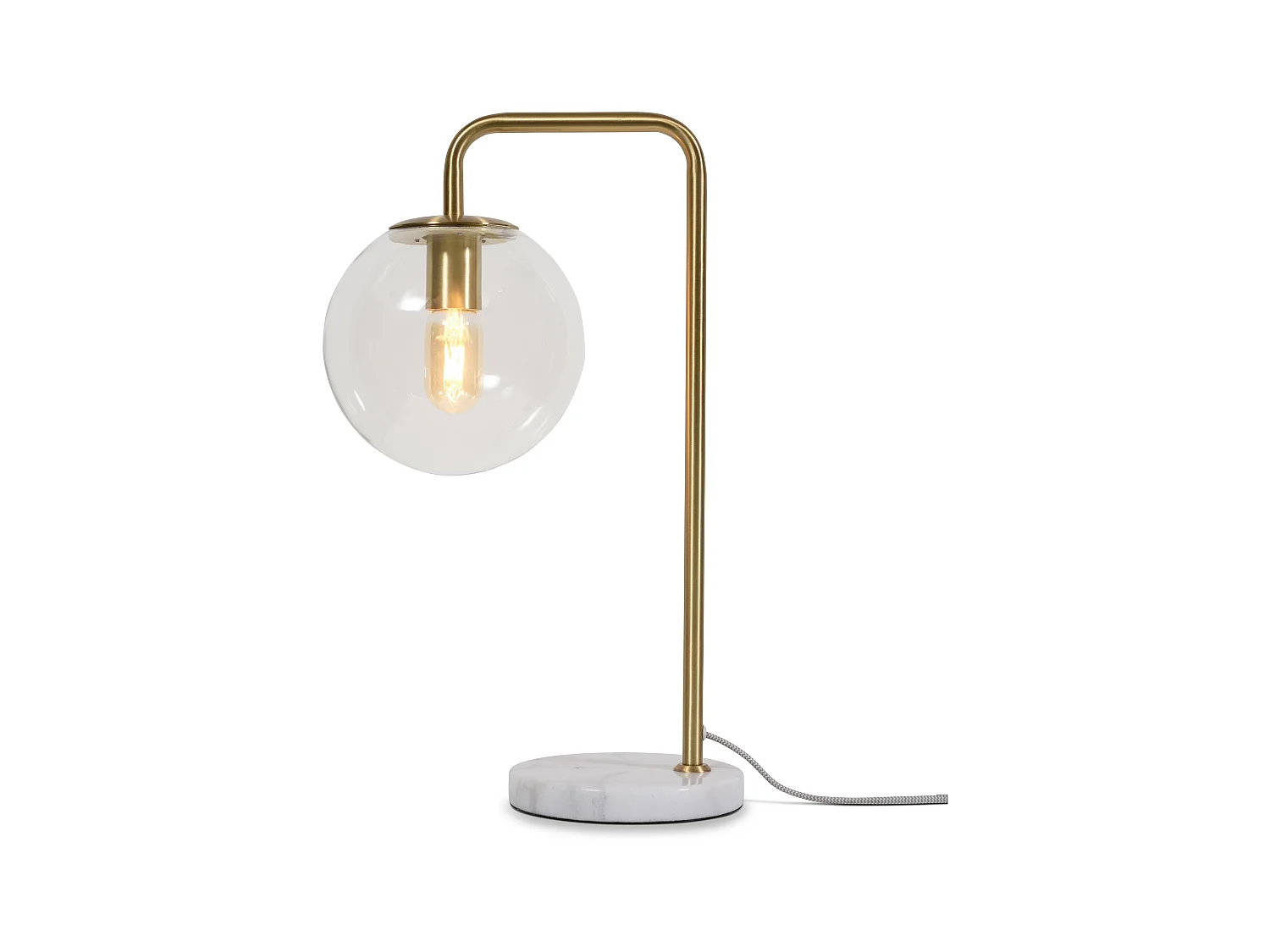 Lampe de table en métal doré avec sphère transparente