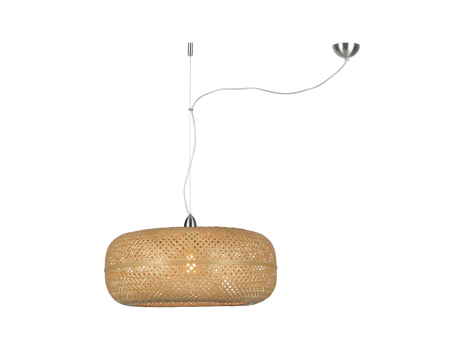 Suspension ronde en bambou tressé marron