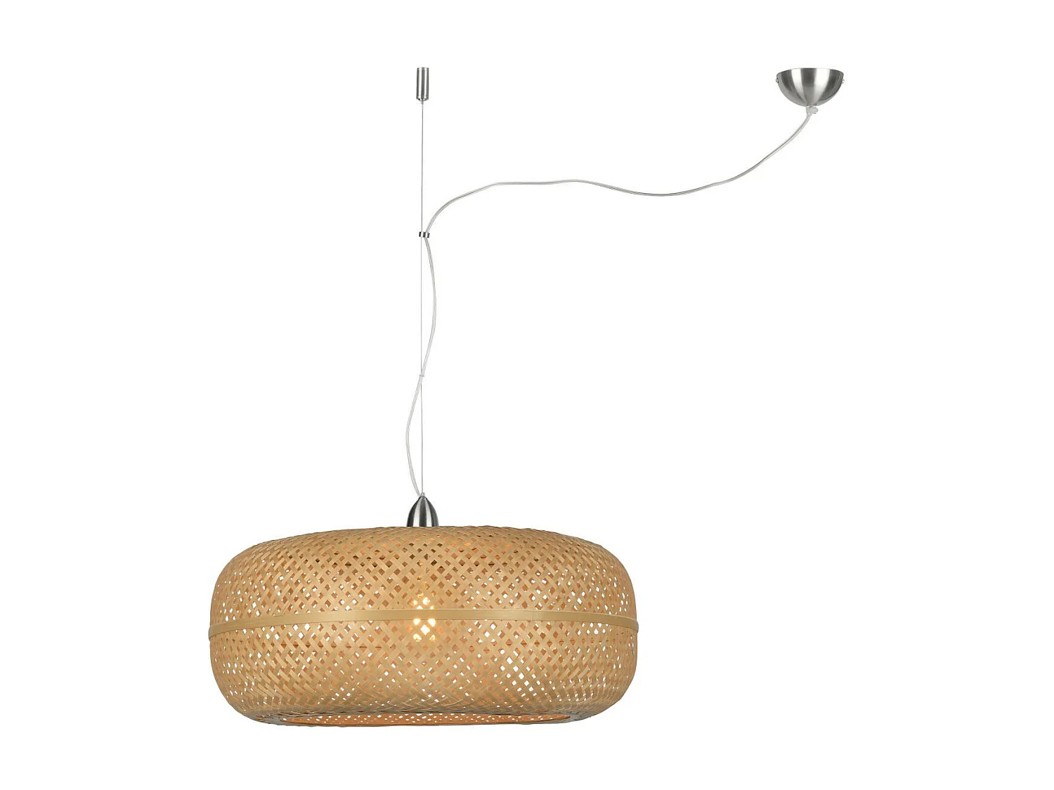 Suspension ronde en bambou tressé marron