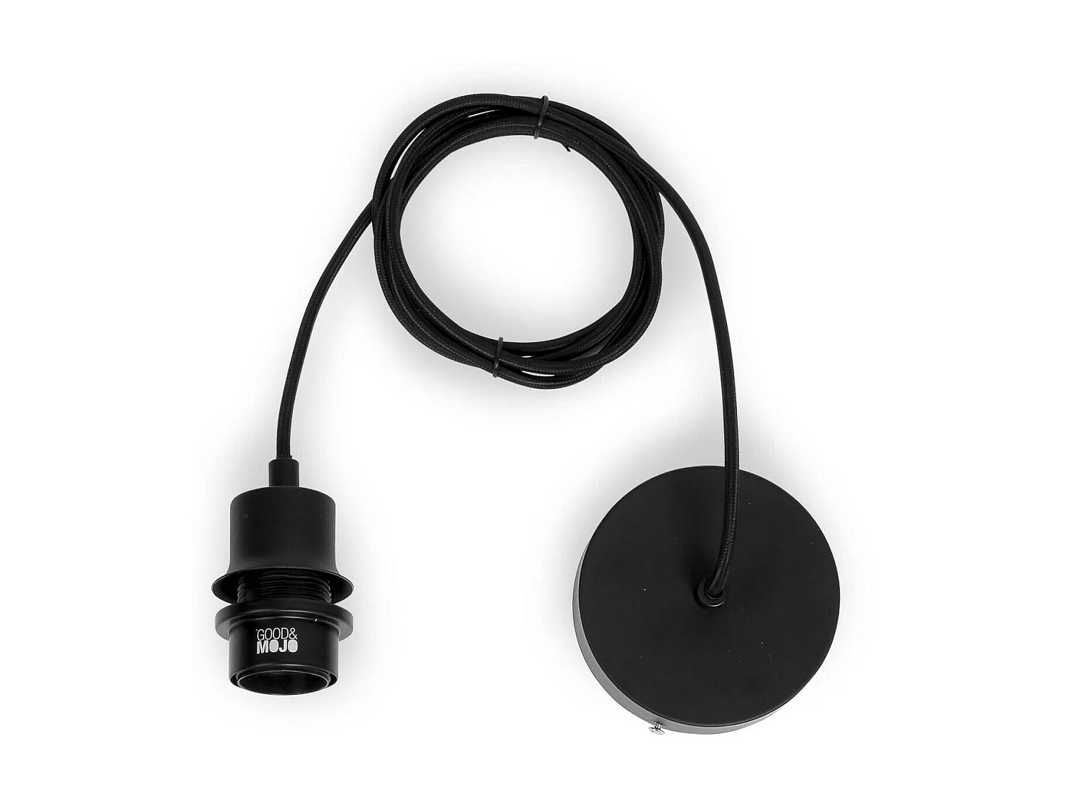 Cilinderophanging in zwart rotan met zwarte draad