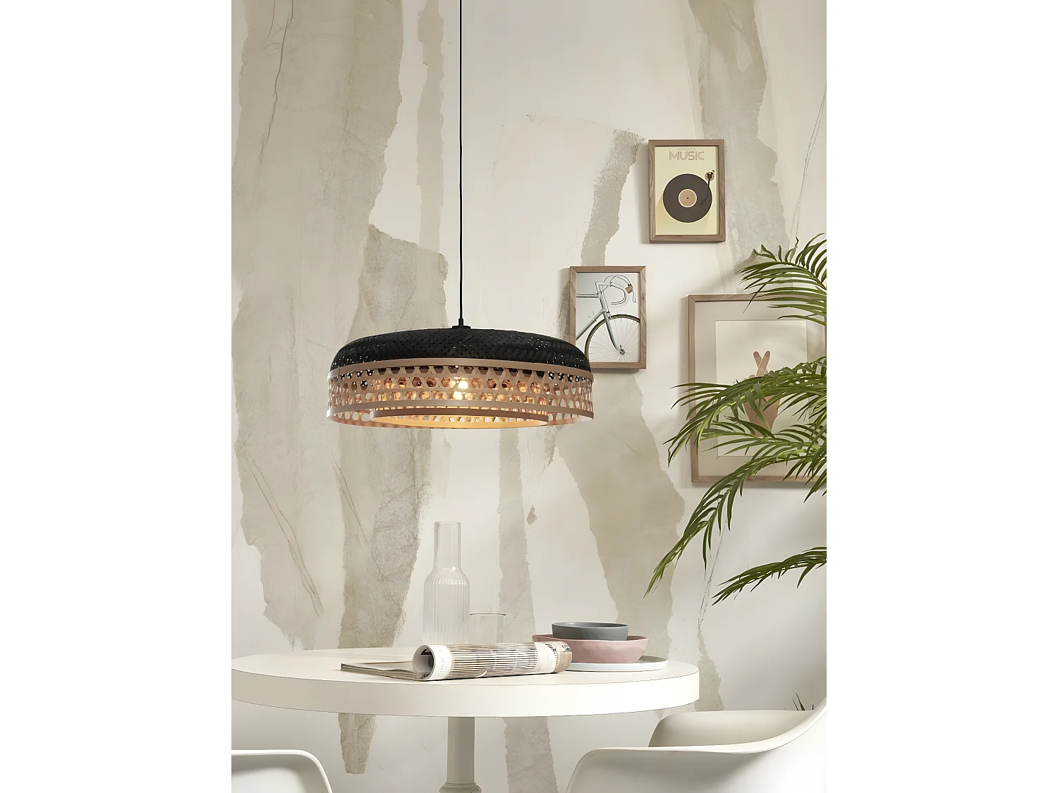 Ronde ophanging van tweekleurig bamboe