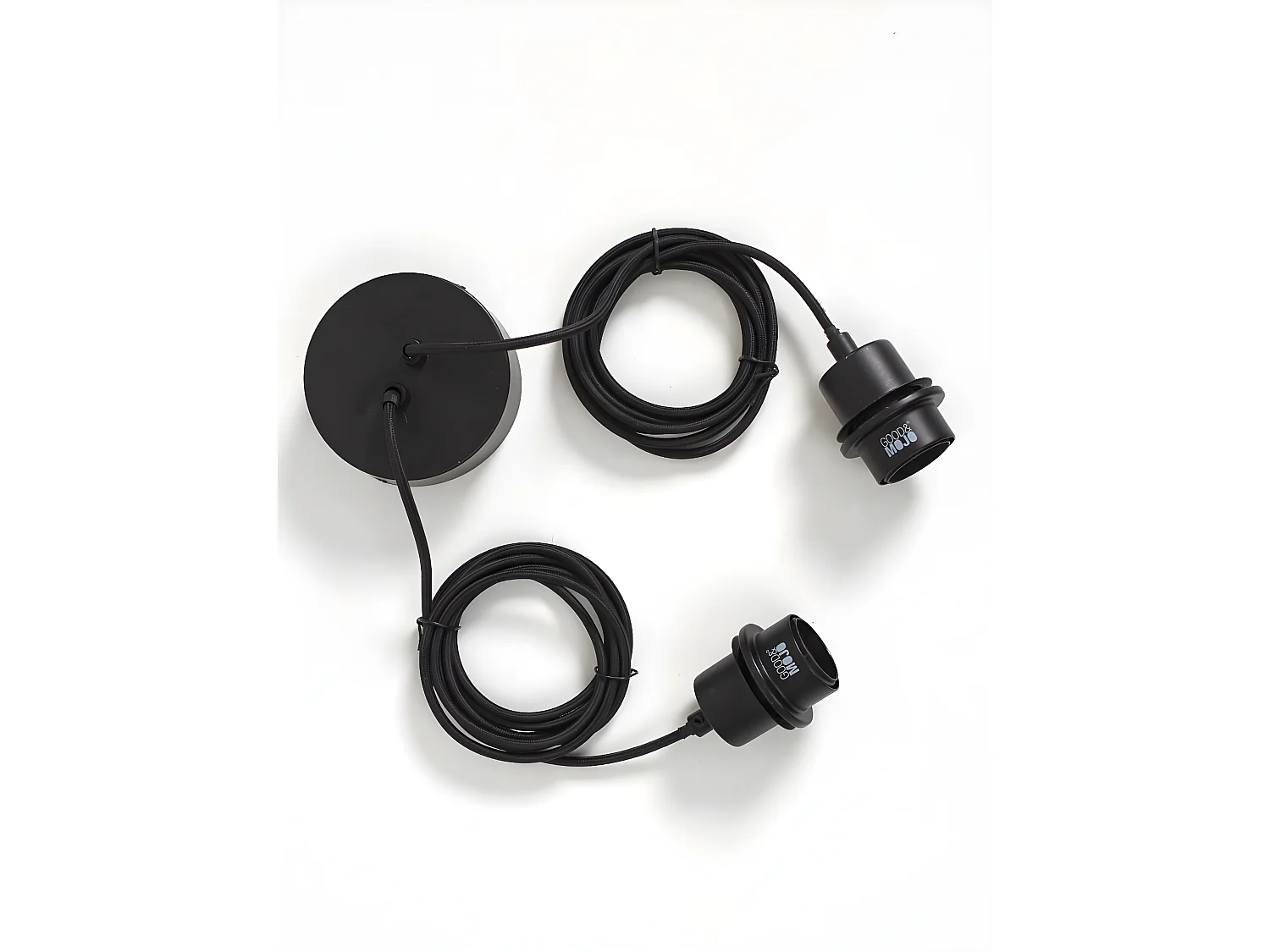 Suspension double ronde en bambou multicolore