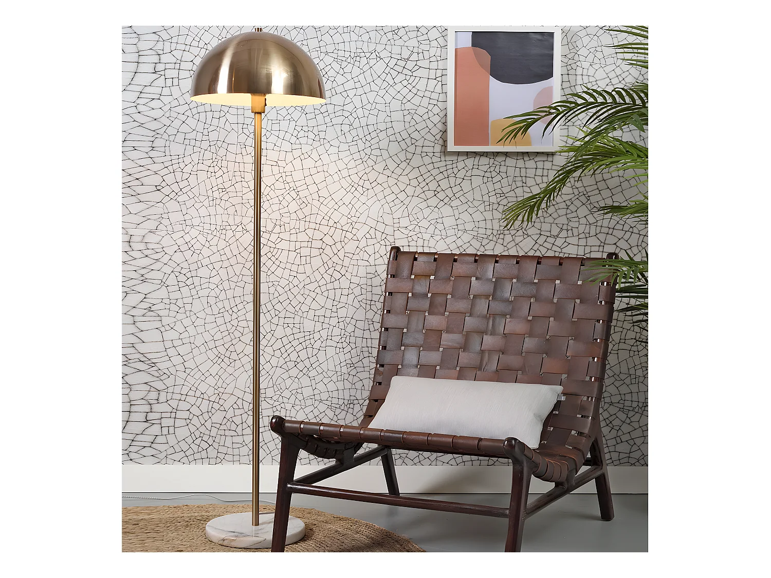 Lampadaire en métal doré et pied en marbre blanc Toulouse It´s about Romi