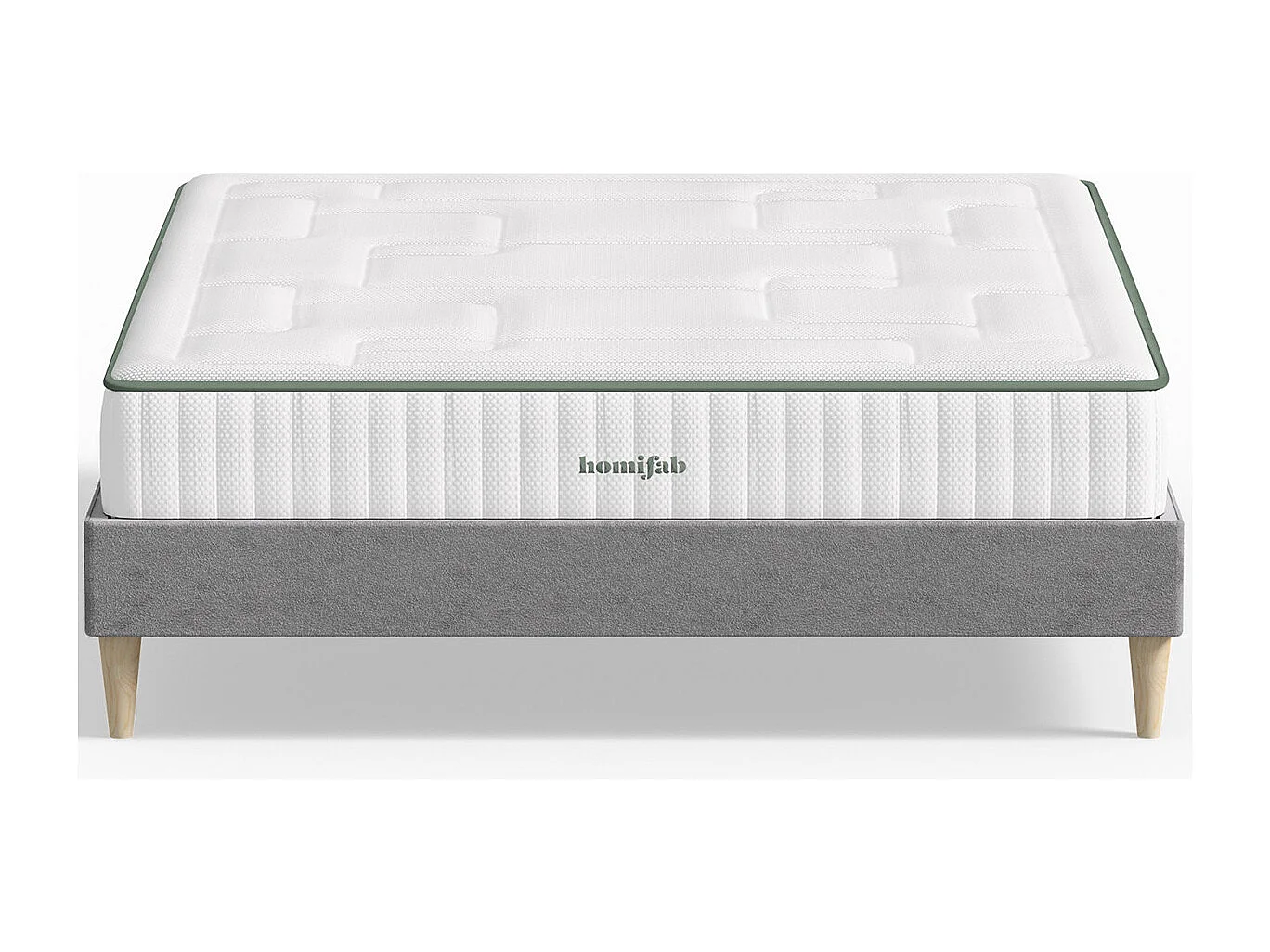Ensemble lit adulte 160x200 cm en tissu gris clair Dina + Matelas Latex naturel Latex Luxury