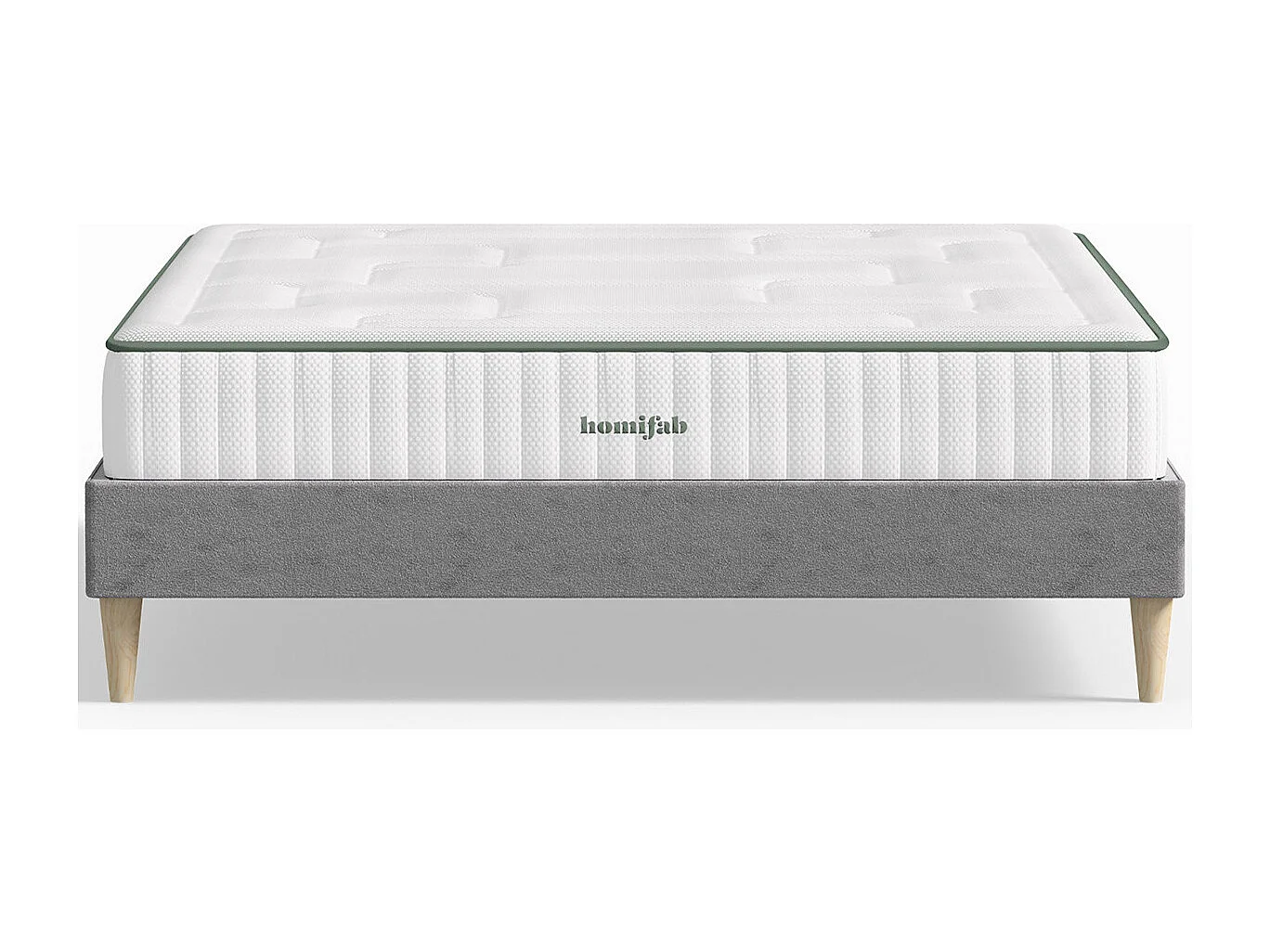 Ensemble lit adulte 160x200 cm en tissu gris clair Dina + Matelas Latex naturel Latex Luxury