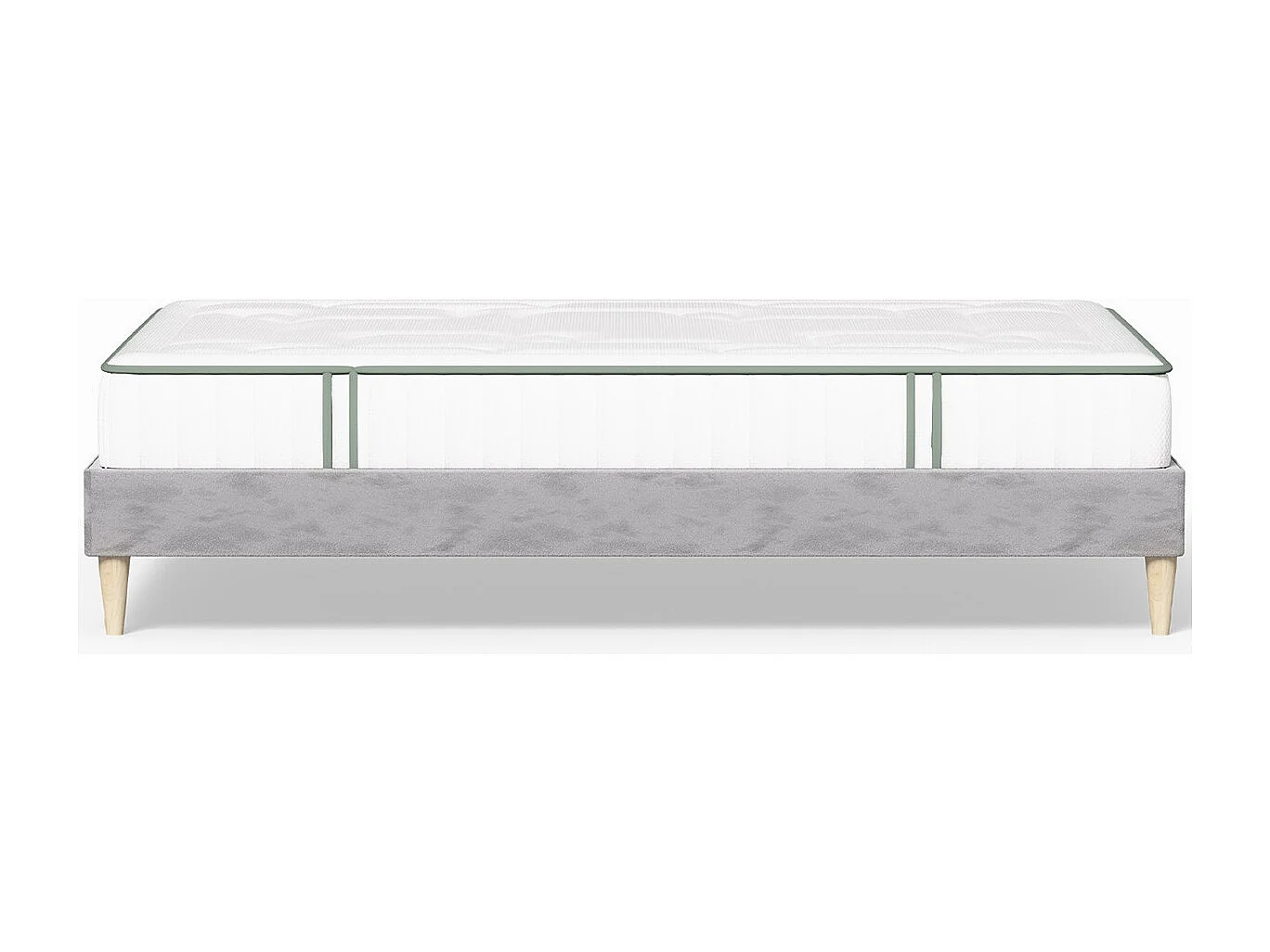 Ensemble lit adulte 160x200 cm en tissu gris clair Dina + Matelas Latex naturel Latex Luxury