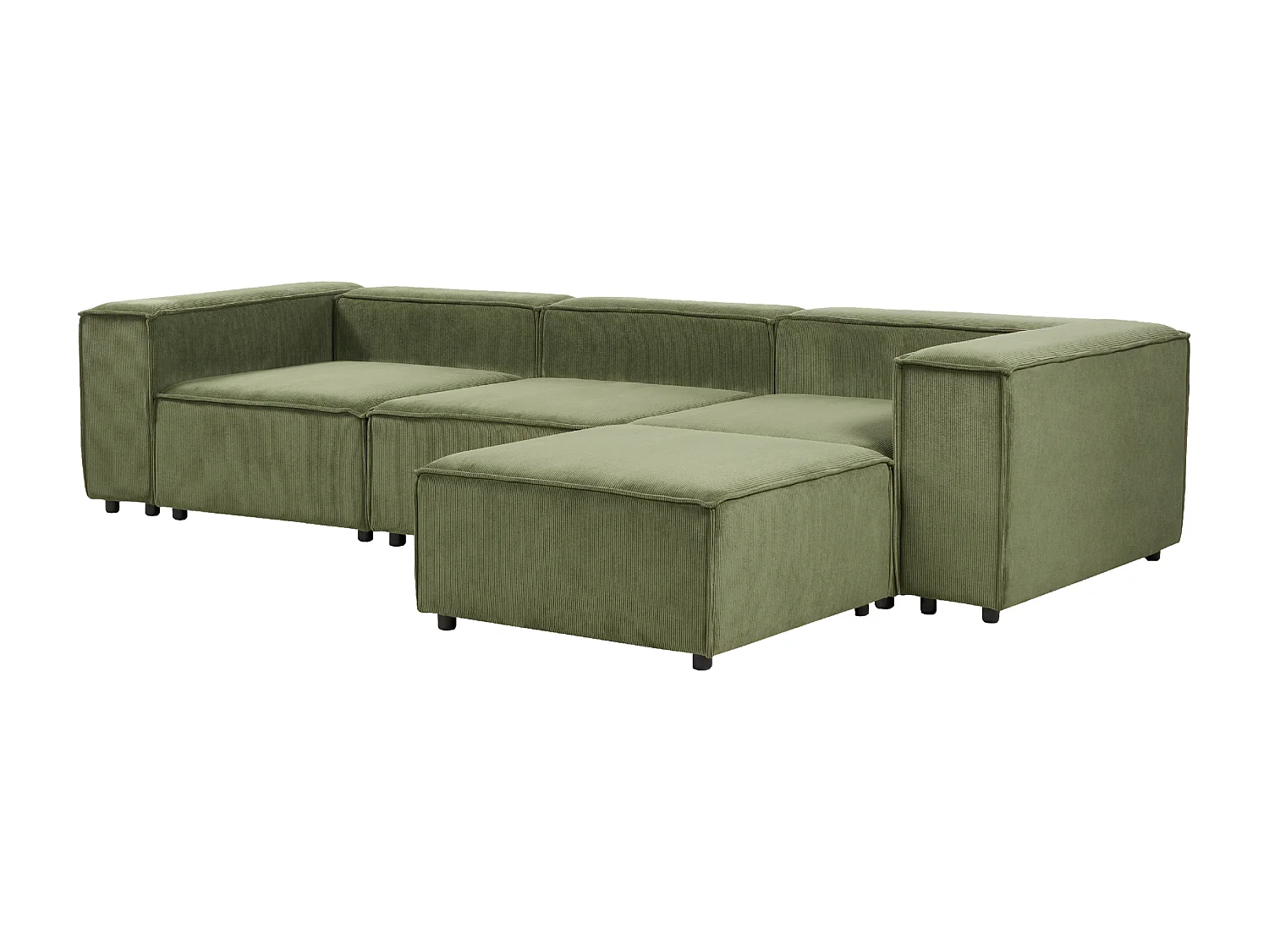 Driezitsbank met ottomaan corduroy groen APRICA