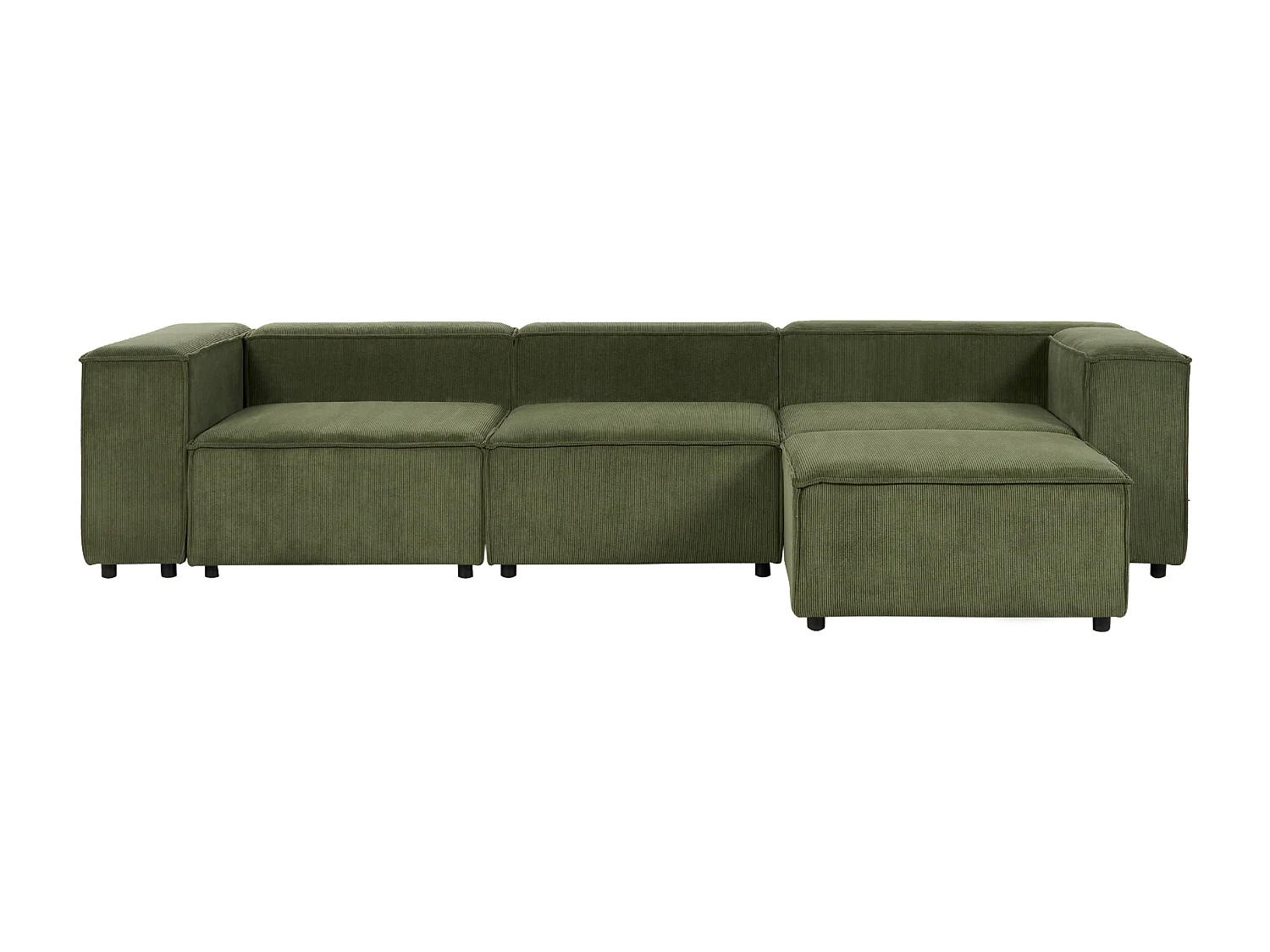 Driezitsbank met ottomaan corduroy groen APRICA