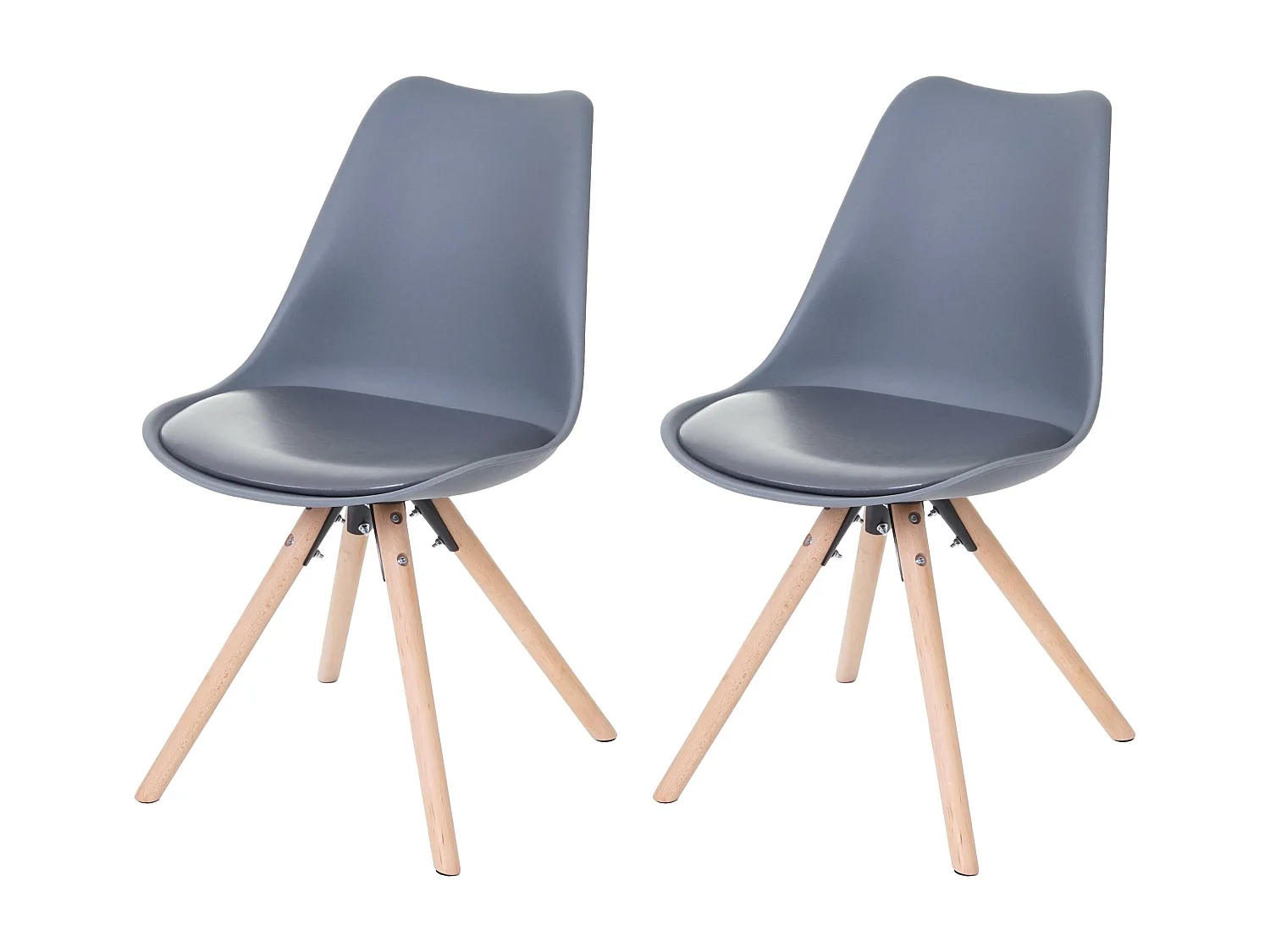 Chaise de salle à manger Vaasa T501 (lot de 2),  gris, siège similicuir gris, pieds clairs