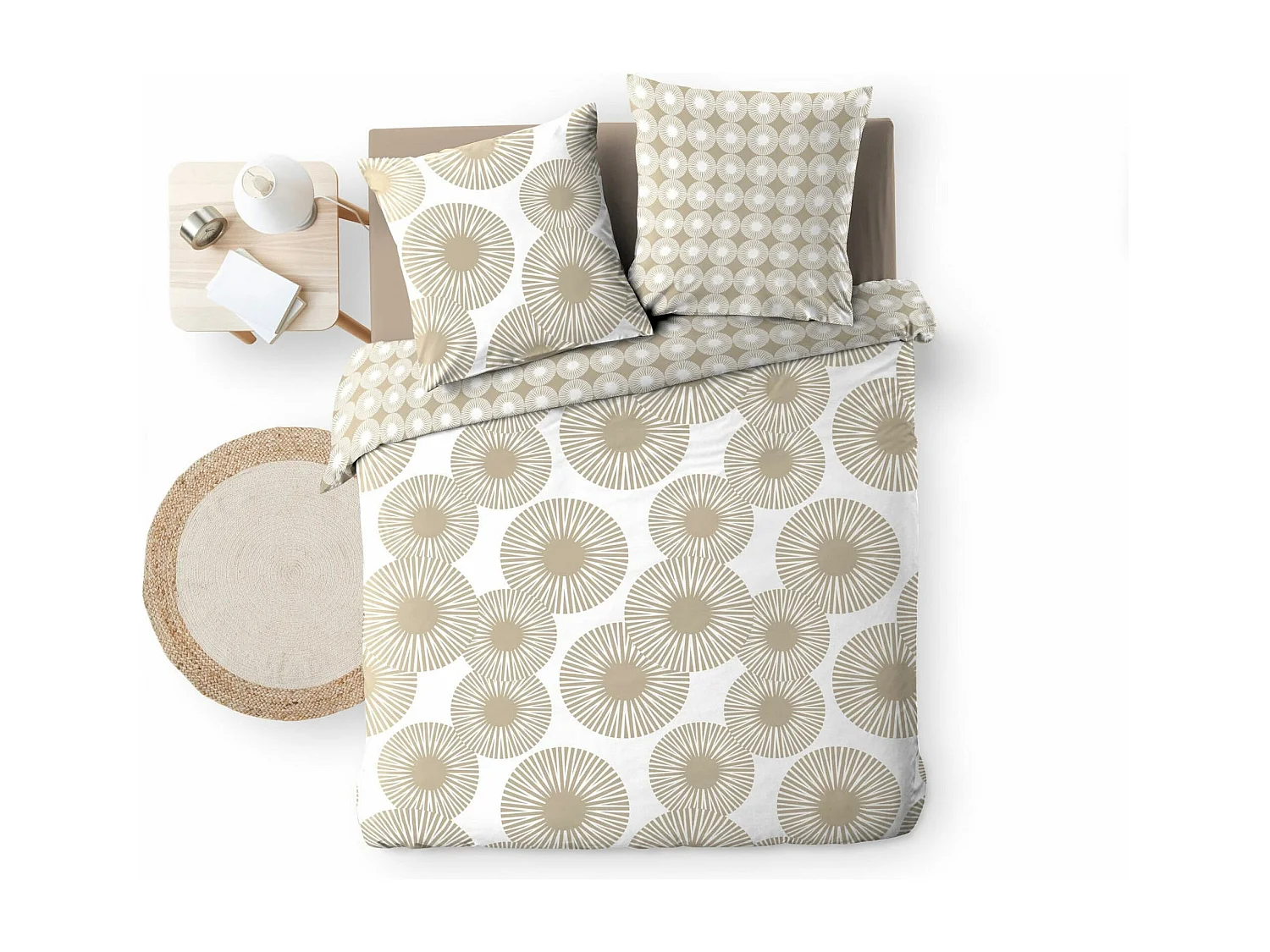 Parure de Lit 3 Pièces "Nebulla" 240x220cm Beige