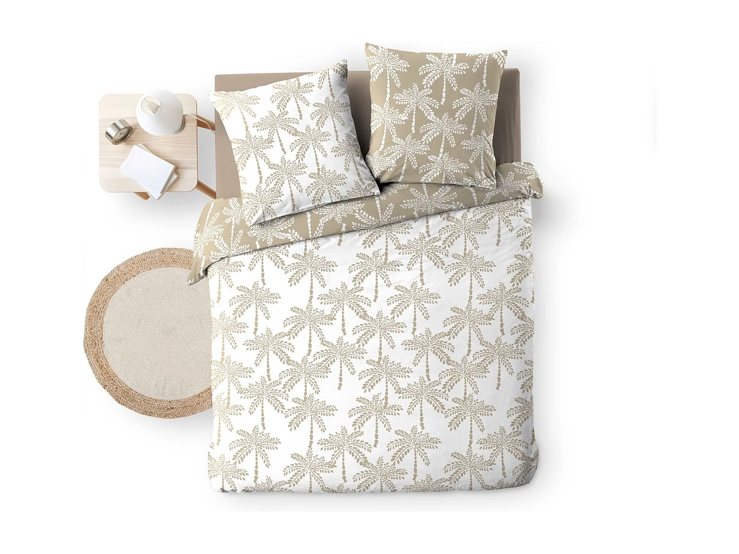 Parure de Lit 3 Pièces "Oliana" 260x240cm Beige